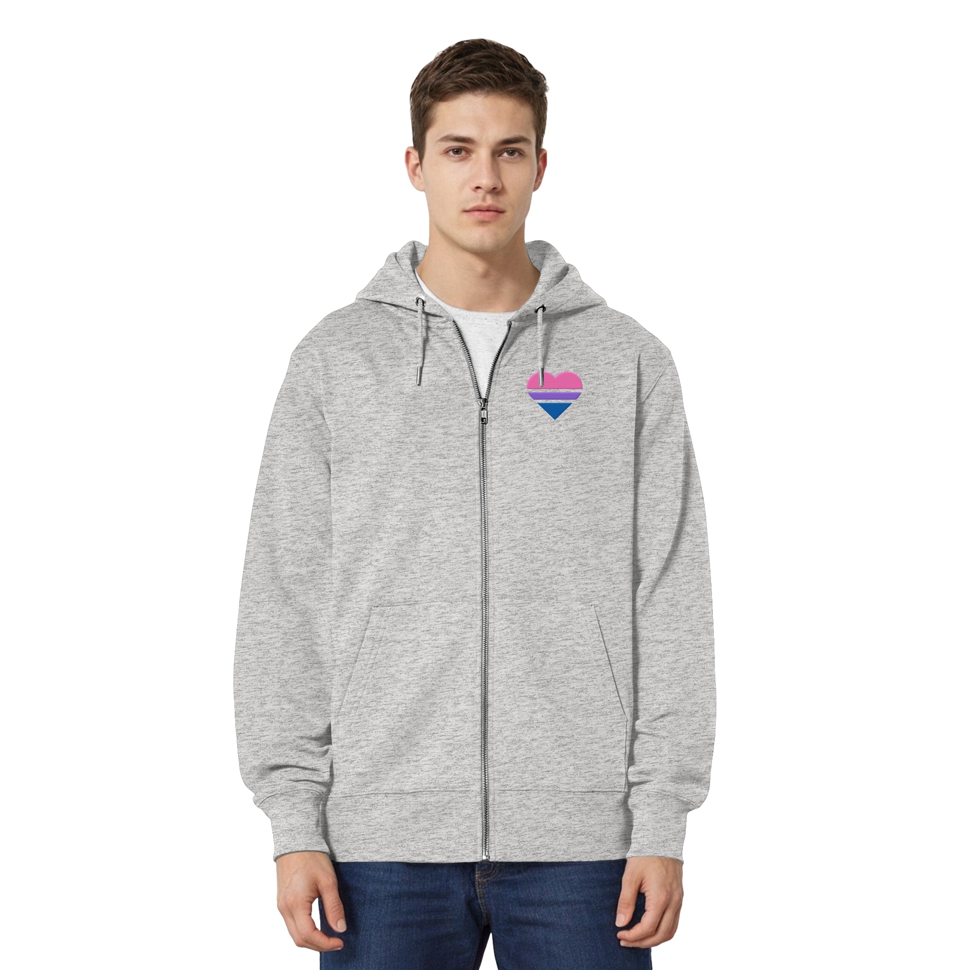 Organic Relaxed Zipper - Bisexual Flag Herz Stick