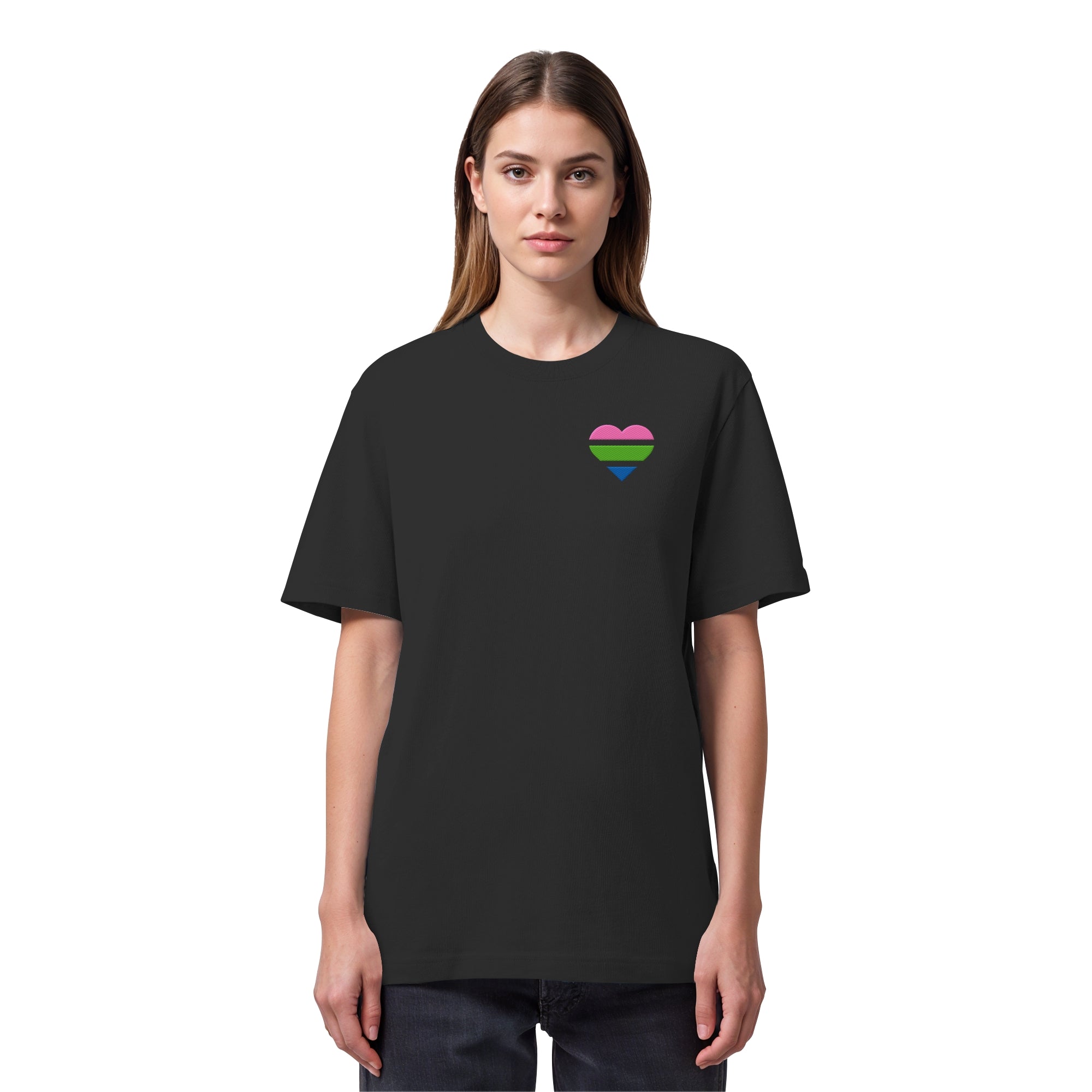 Organic Heavy Shirt - Polysexual Flag Herz Stick