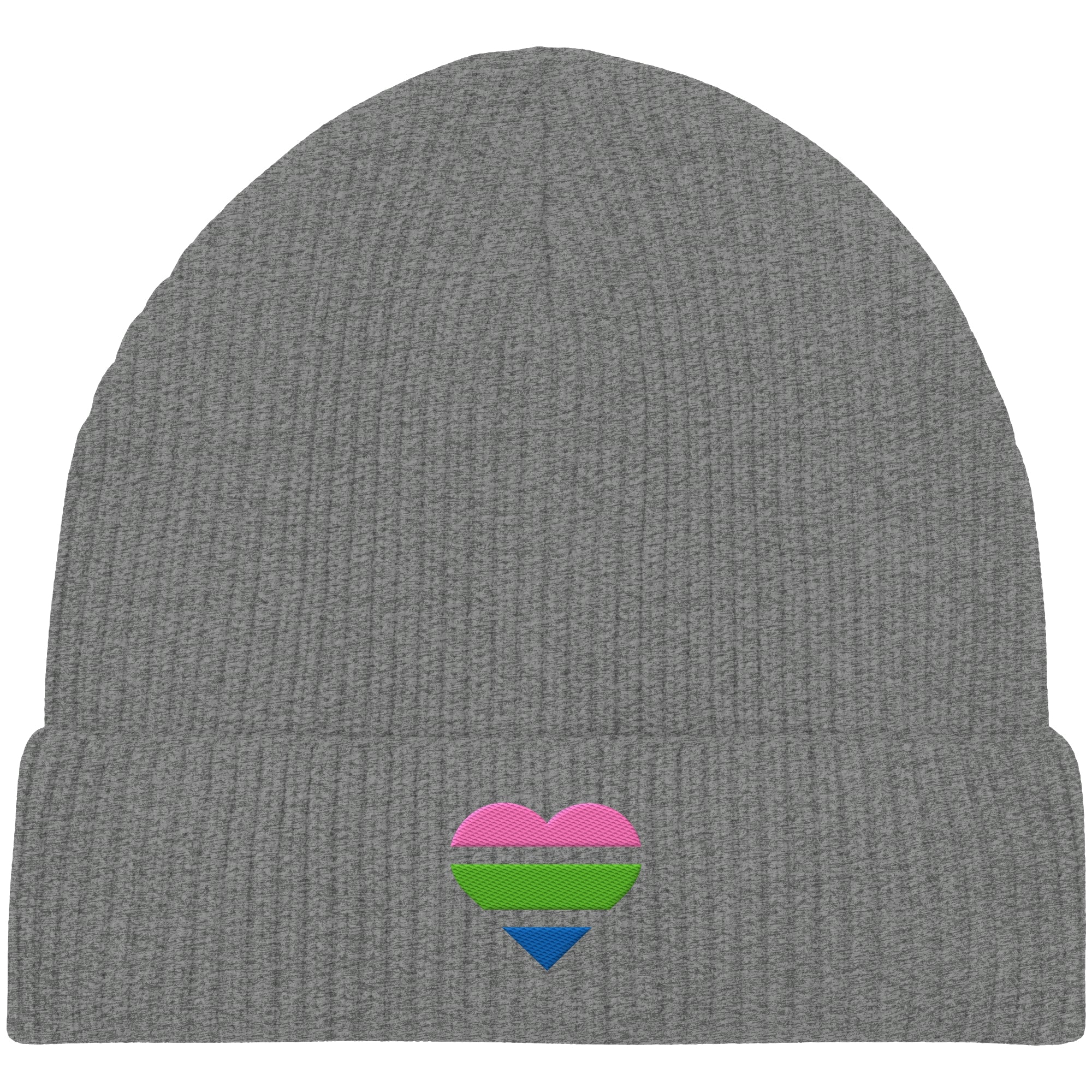 Organic Fisherman Beanie - Polysexual Flag Herz Stick