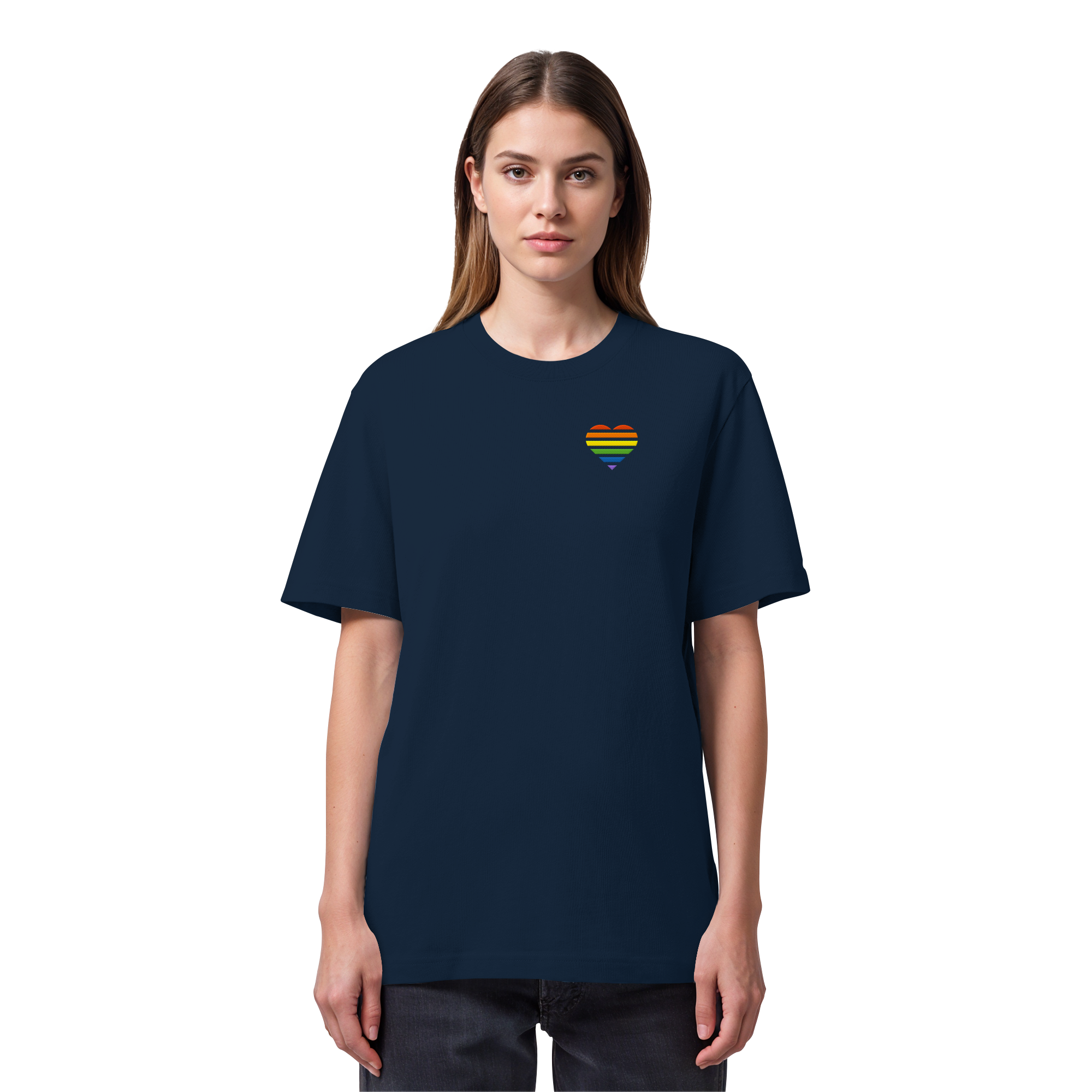 Organic Heavy Shirt - Pride Flag Herz Stick
