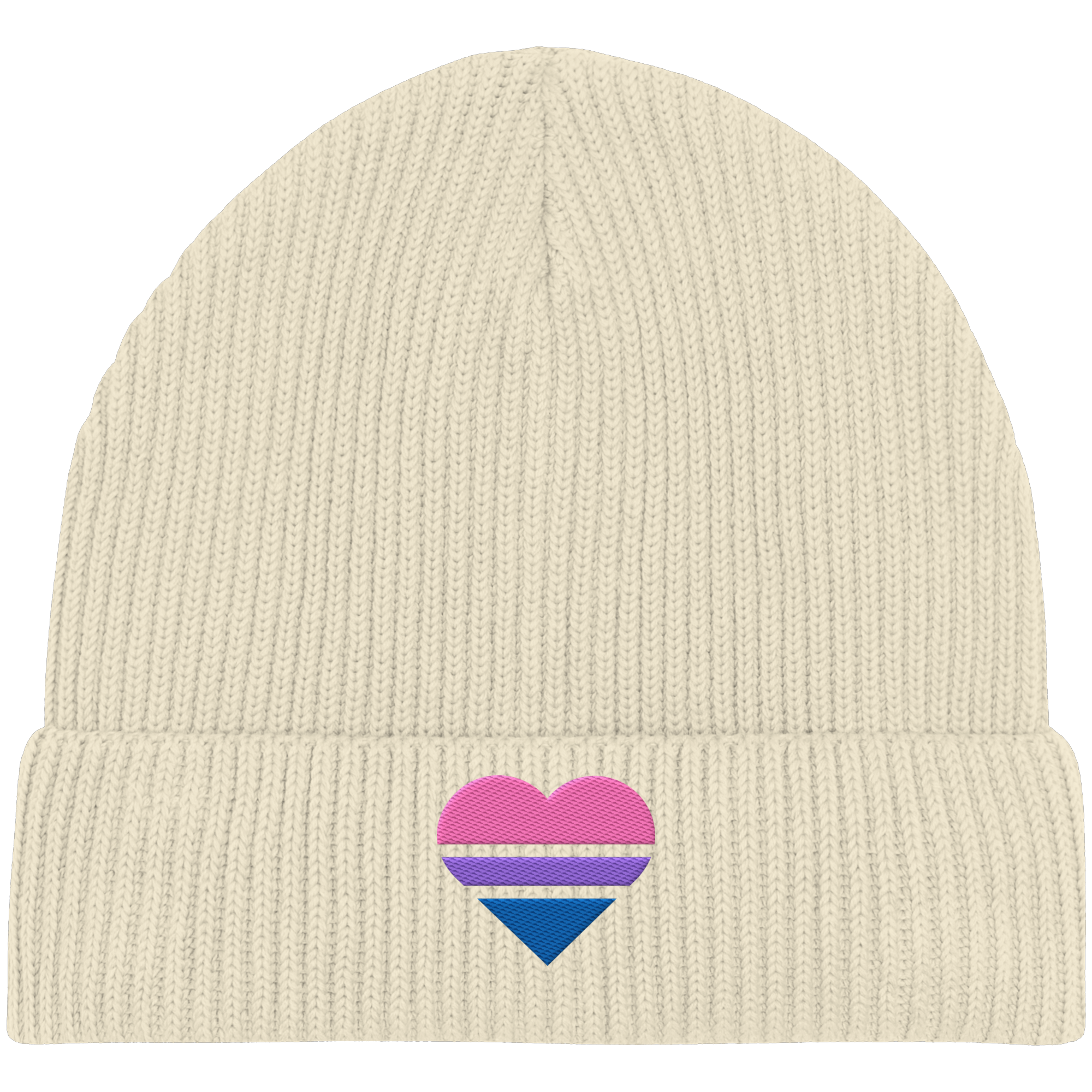 Organic Fisherman Beanie - Bisexual Flag Herz Stick