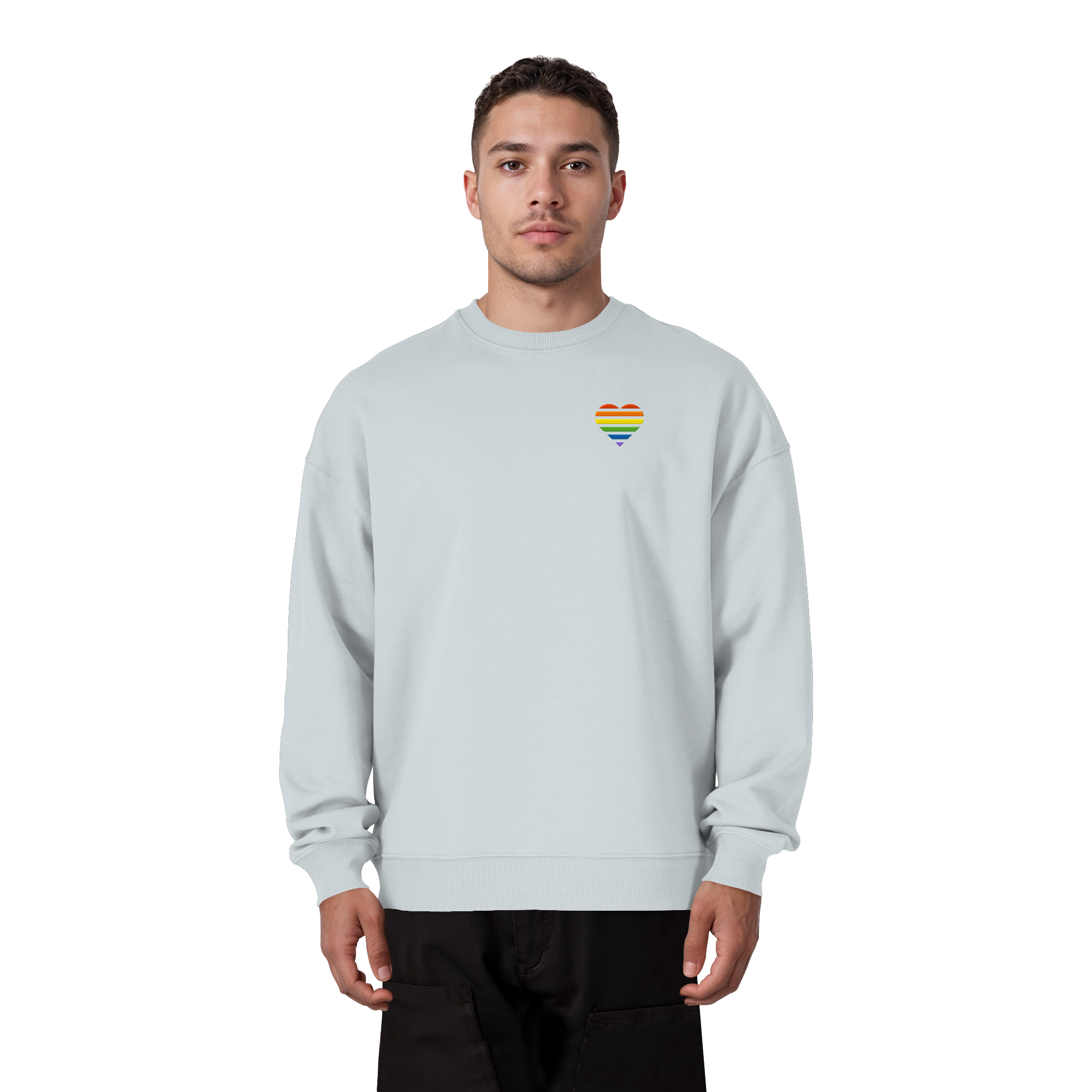 Organic Oversize Sweatshirt - Pride Flag Herz Stick