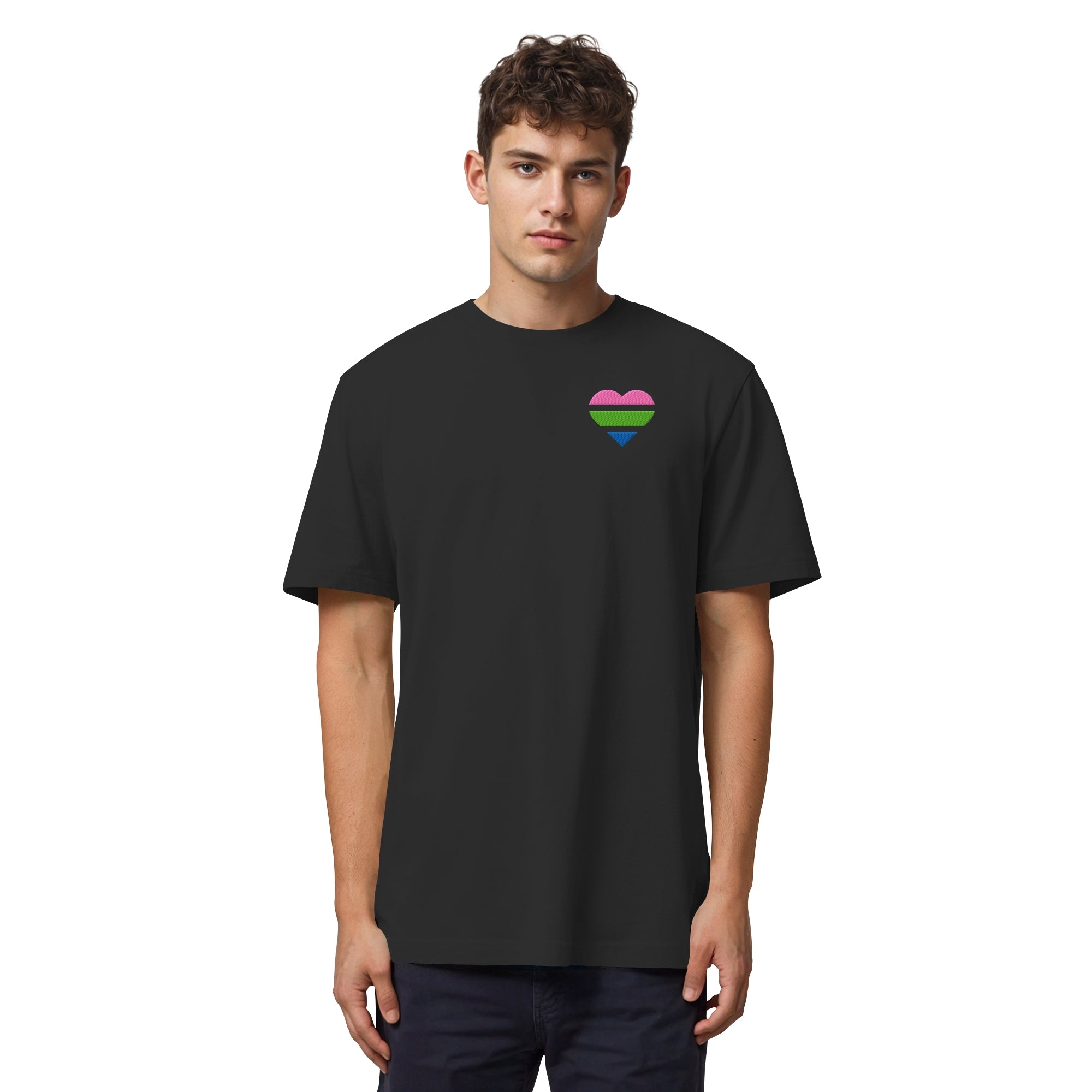 Organic Heavy Shirt - Polysexual Flag Herz Stick