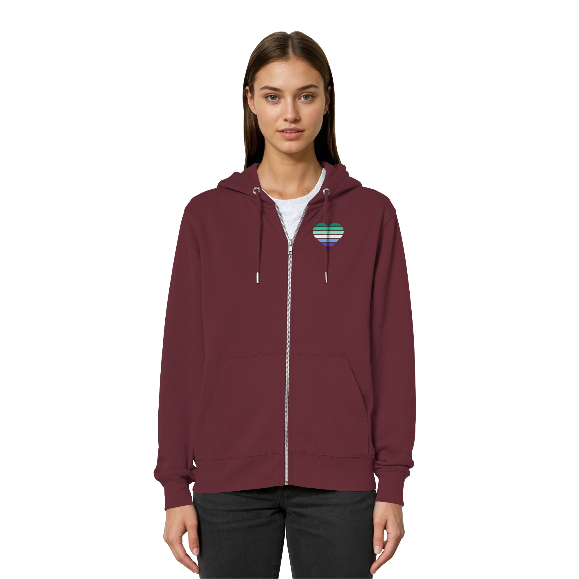 Organic Relaxed Zipper - Gay Flag Herz Print