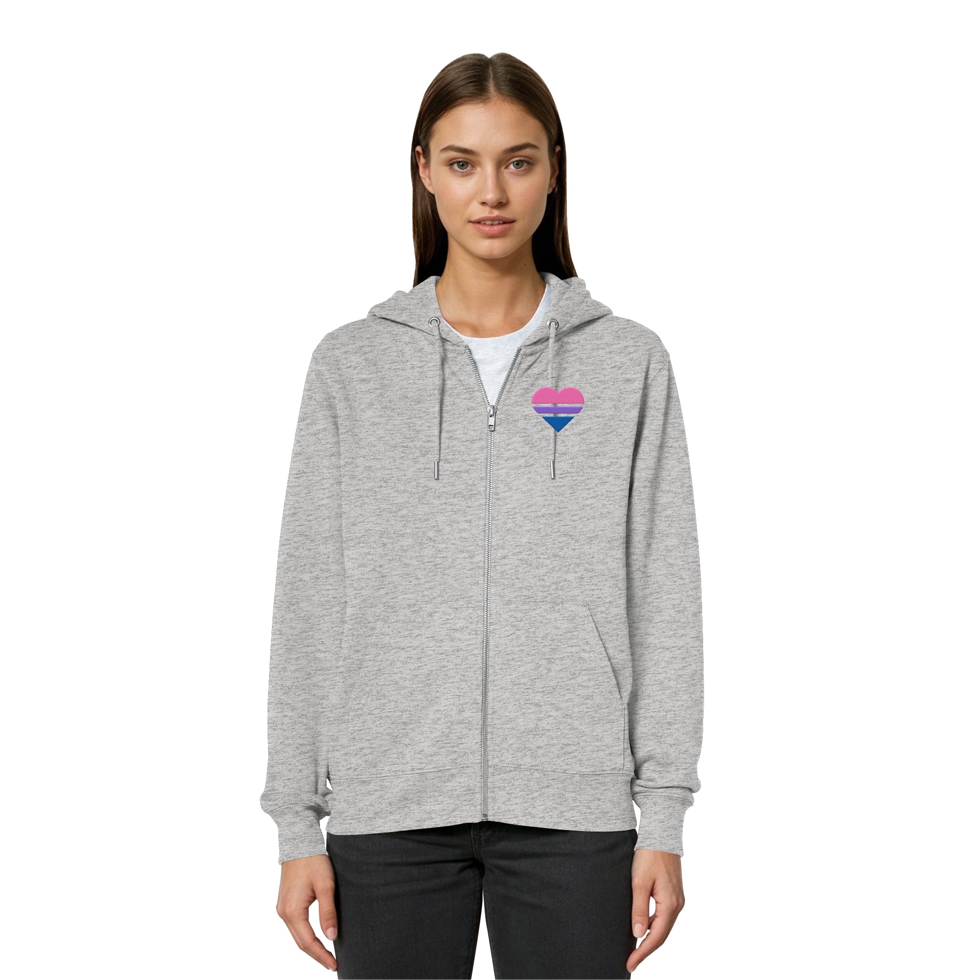 Organic Relaxed Zipper - Bisexual Flag Herz Stick