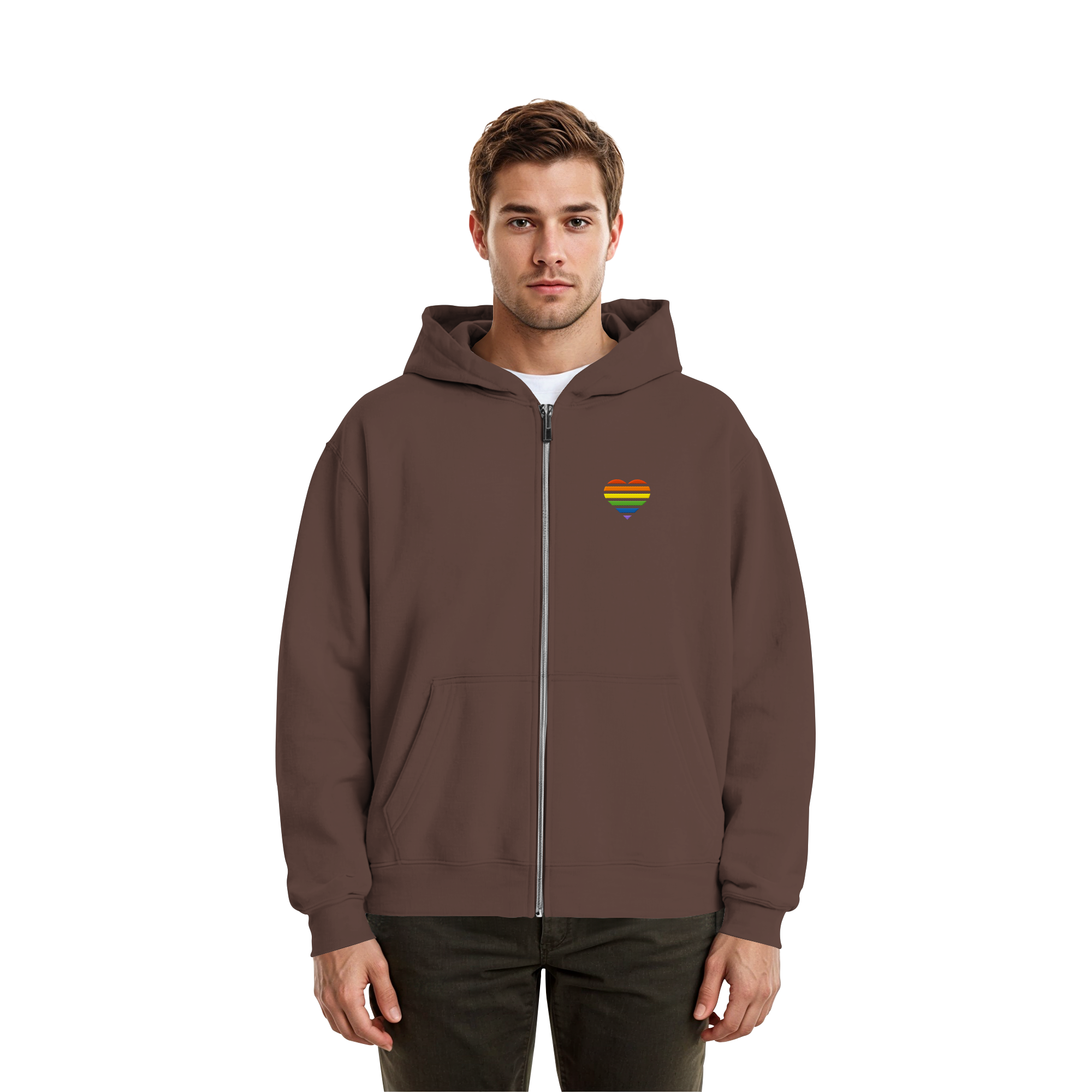 Fluffy Boxcut Zipper - Pride Flag Herz Stick