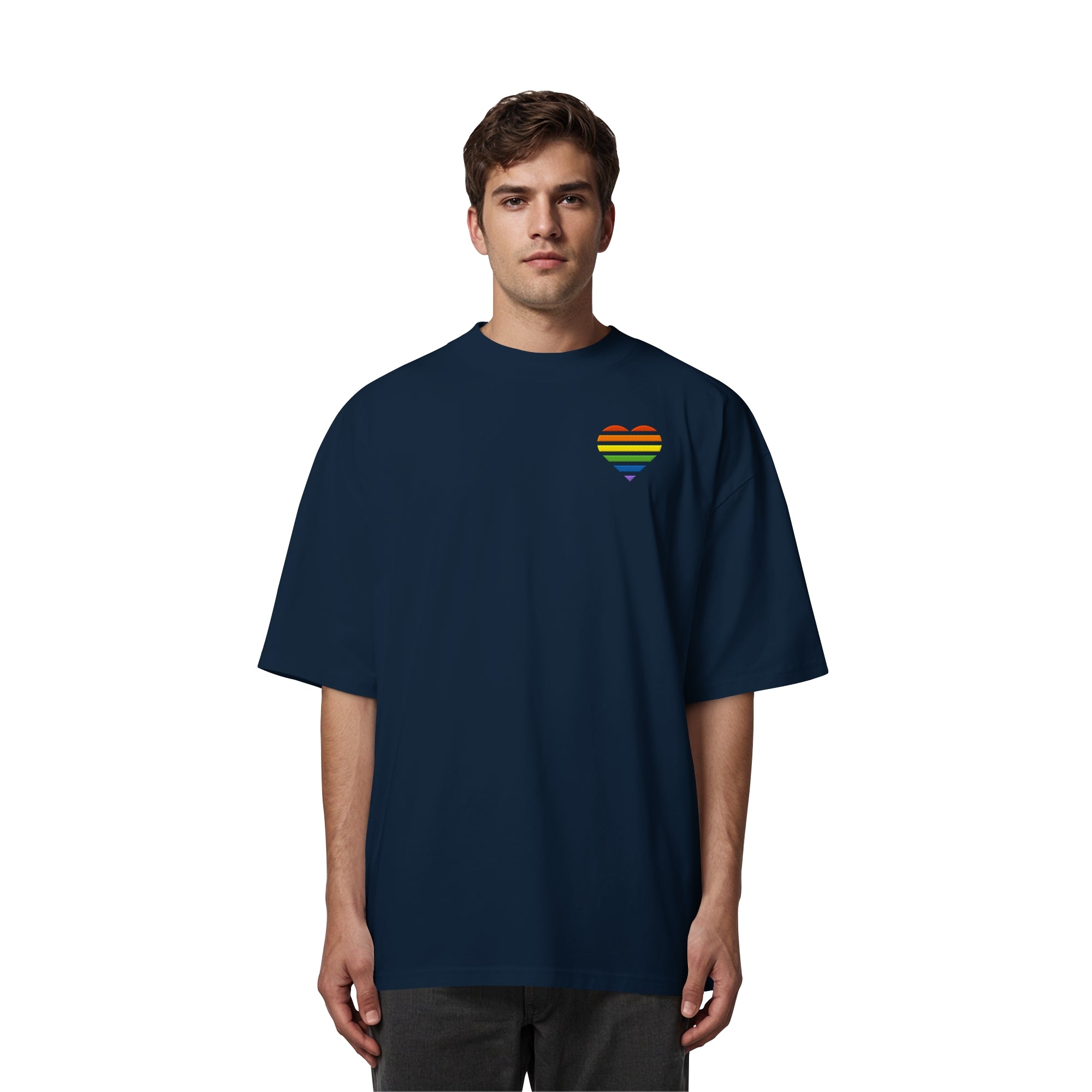 Organic Oversize Shirt - Pride Flag Herz Stick