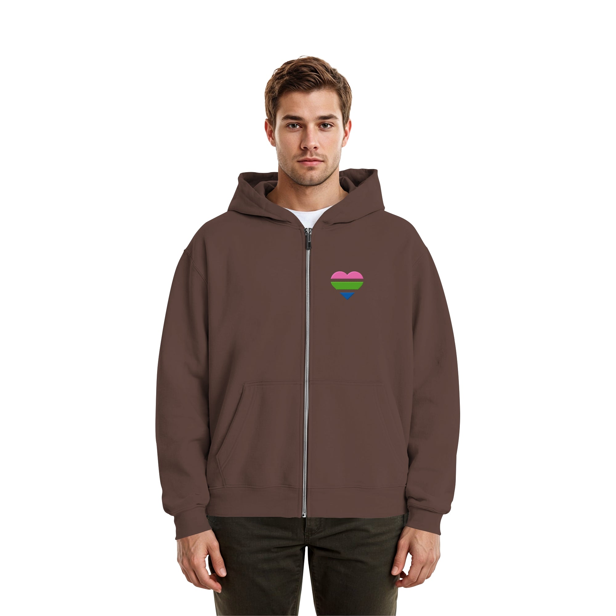 Fluffy Boxcut Zipper - Polysexual Flag Herz Stick