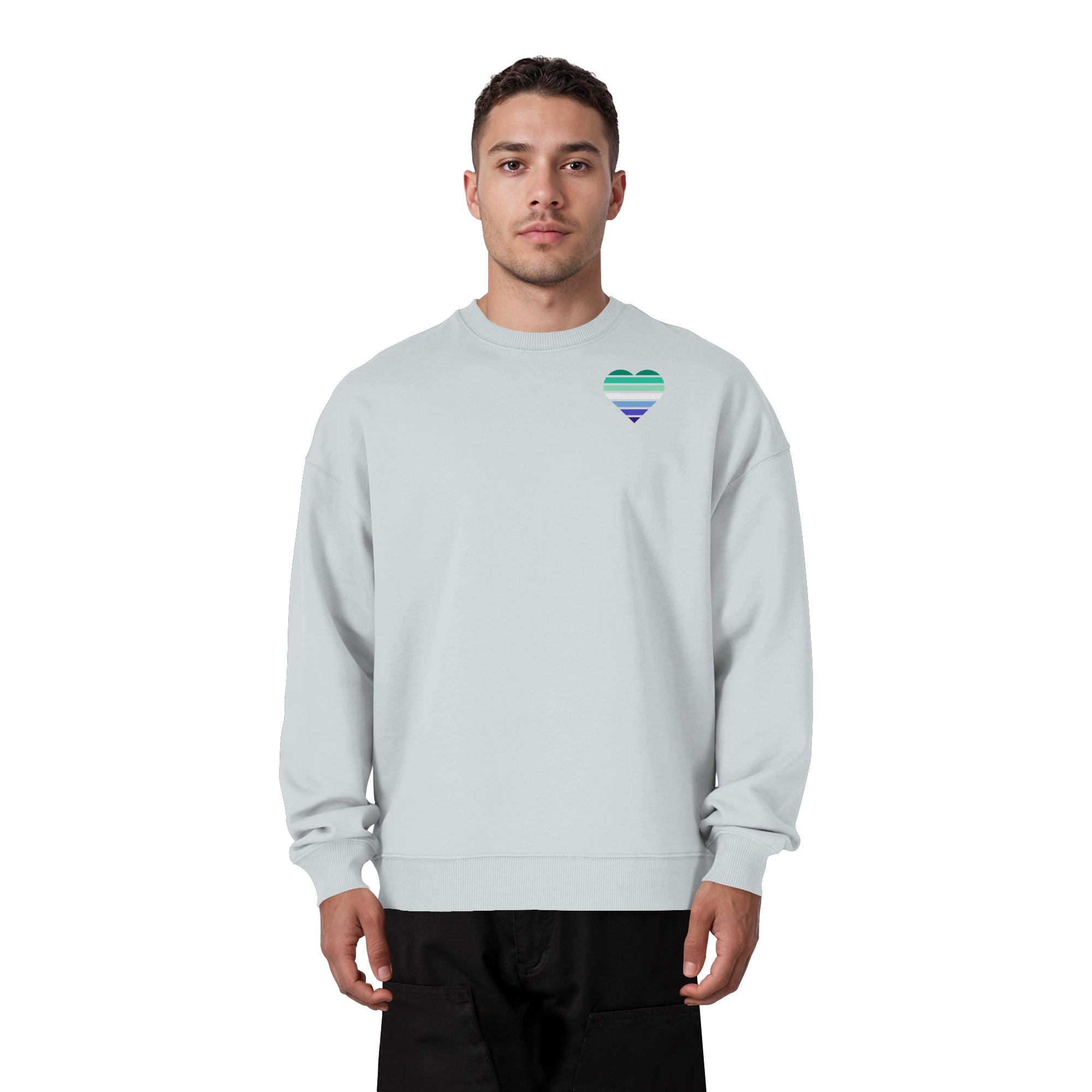 Organic Oversize Sweatshirt - Gay Flag Herz Print