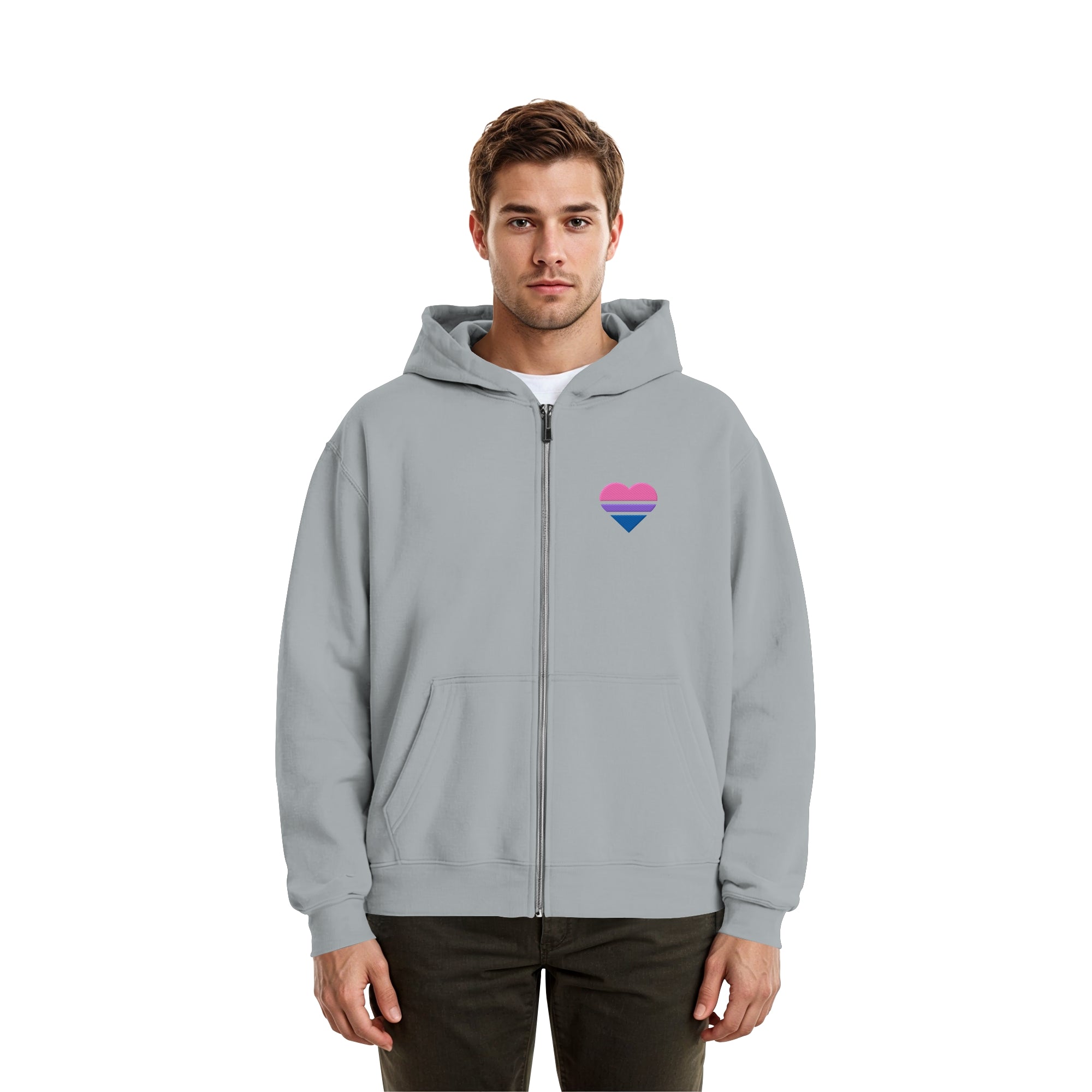 Fluffy Boxcut Zipper - Bisexual Flag Herz Stick