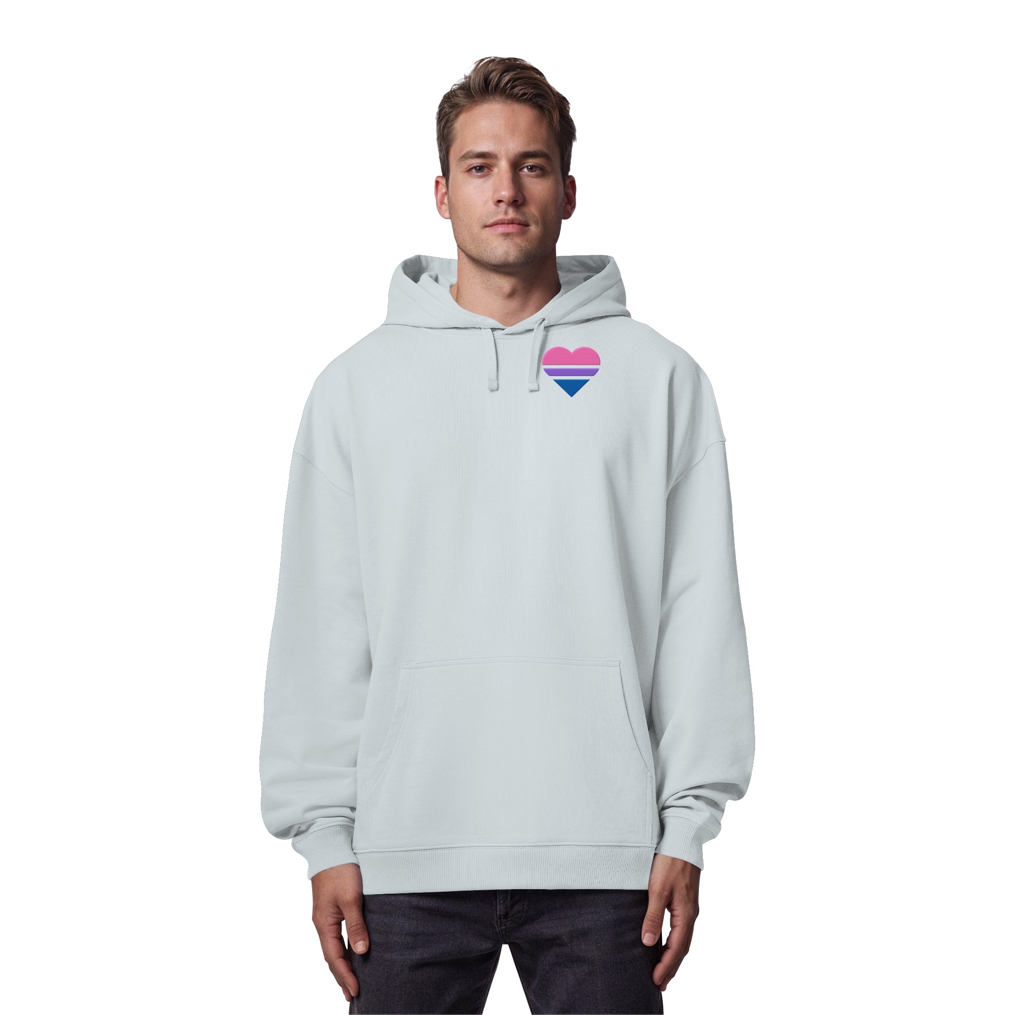 Organic Oversize Hoodie - Bisexual Flag Herz Stick