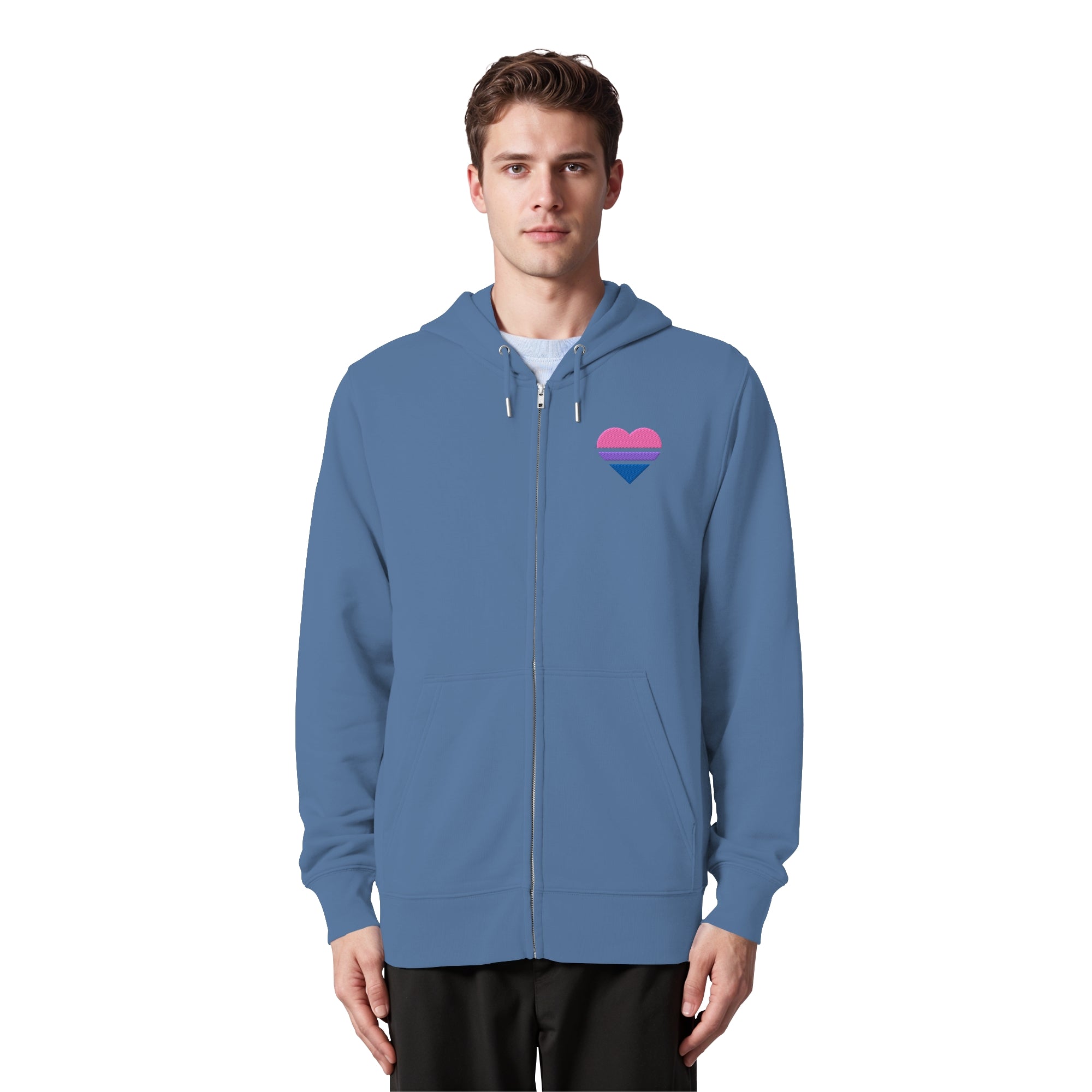 Organic Zipper - Bisexual Flag Herz Stick