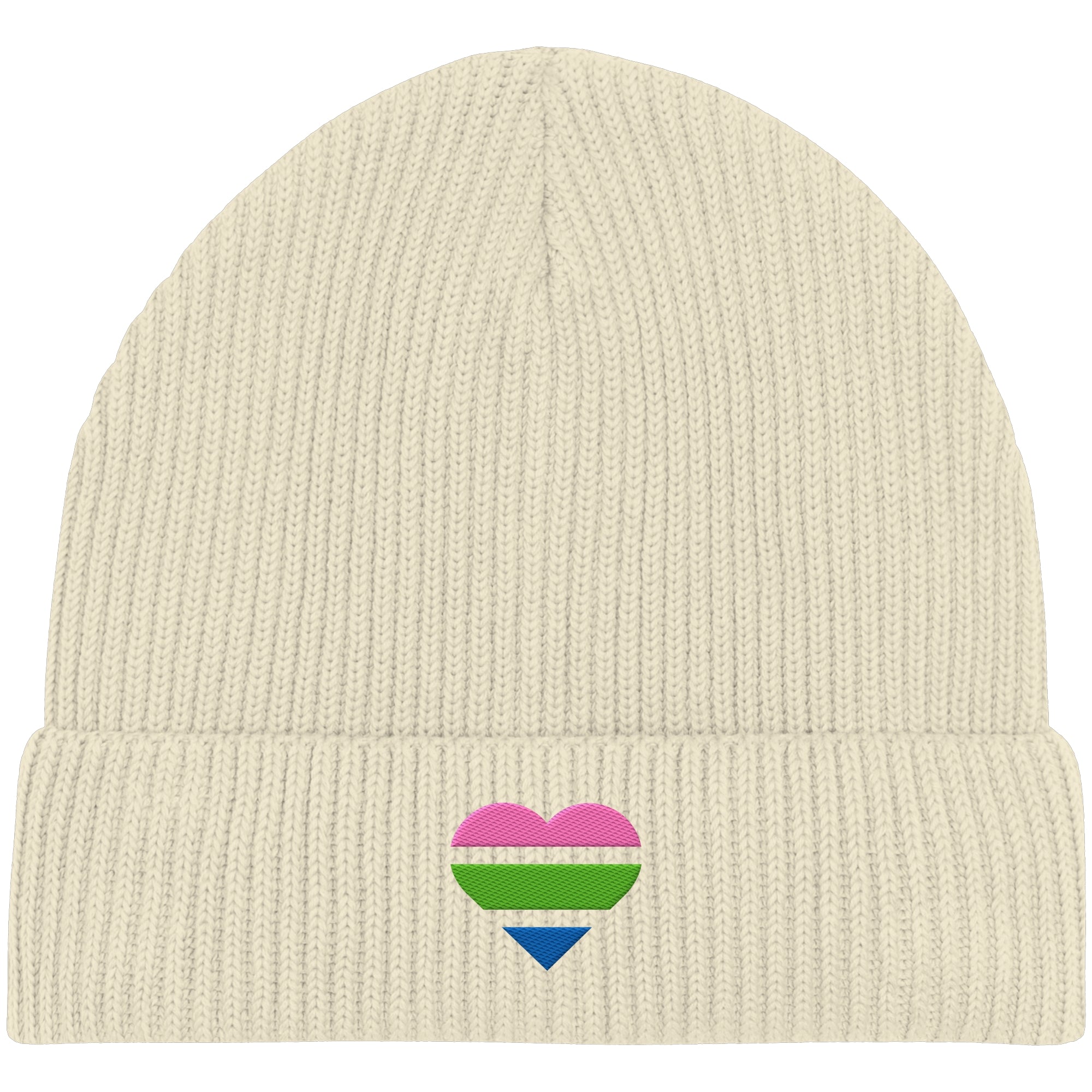 Organic Fisherman Beanie - Polysexual Flag Herz Stick
