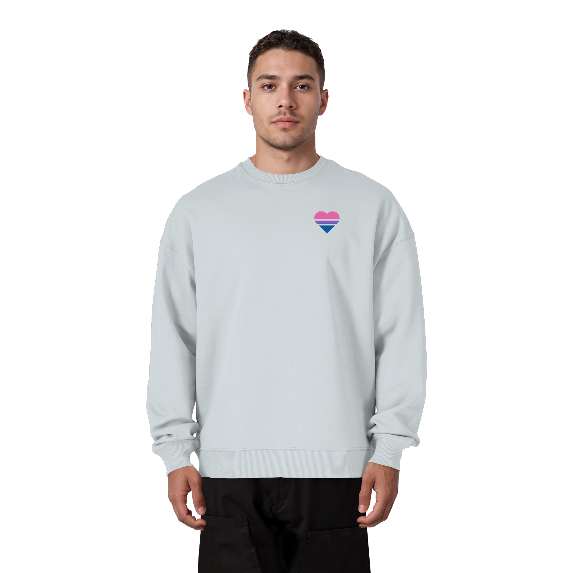 Organic Oversize Sweatshirt - Bisexual Flag Herz Stick