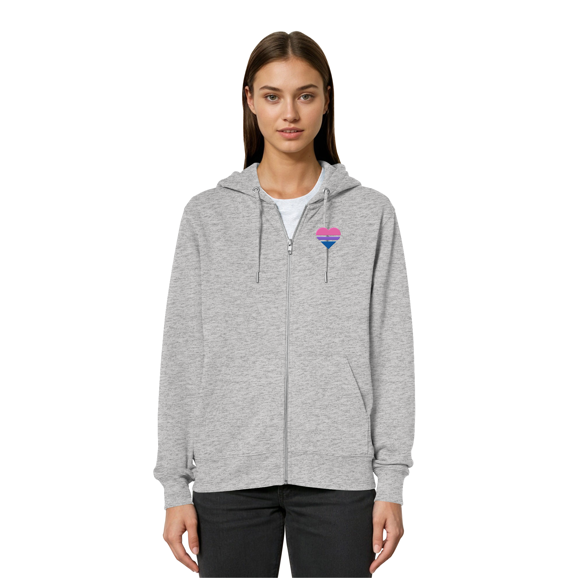 Organic Relaxed Zipper - Bisexual Flag Herz Stick