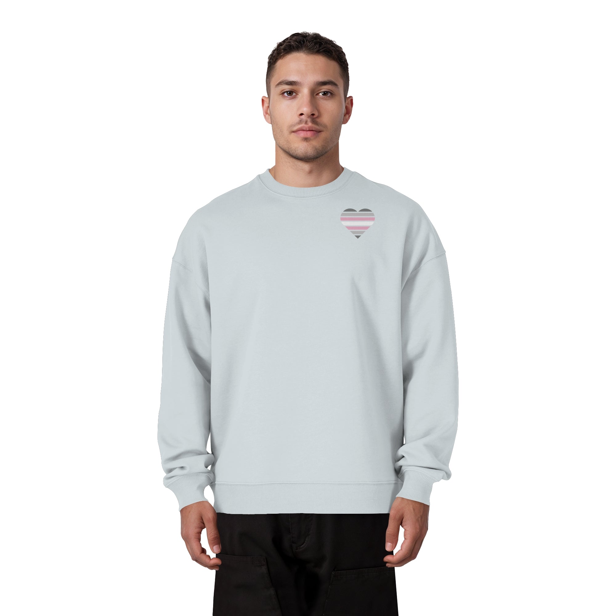 Organic Oversize Sweatshirt - Demigirl Flag Herz Print