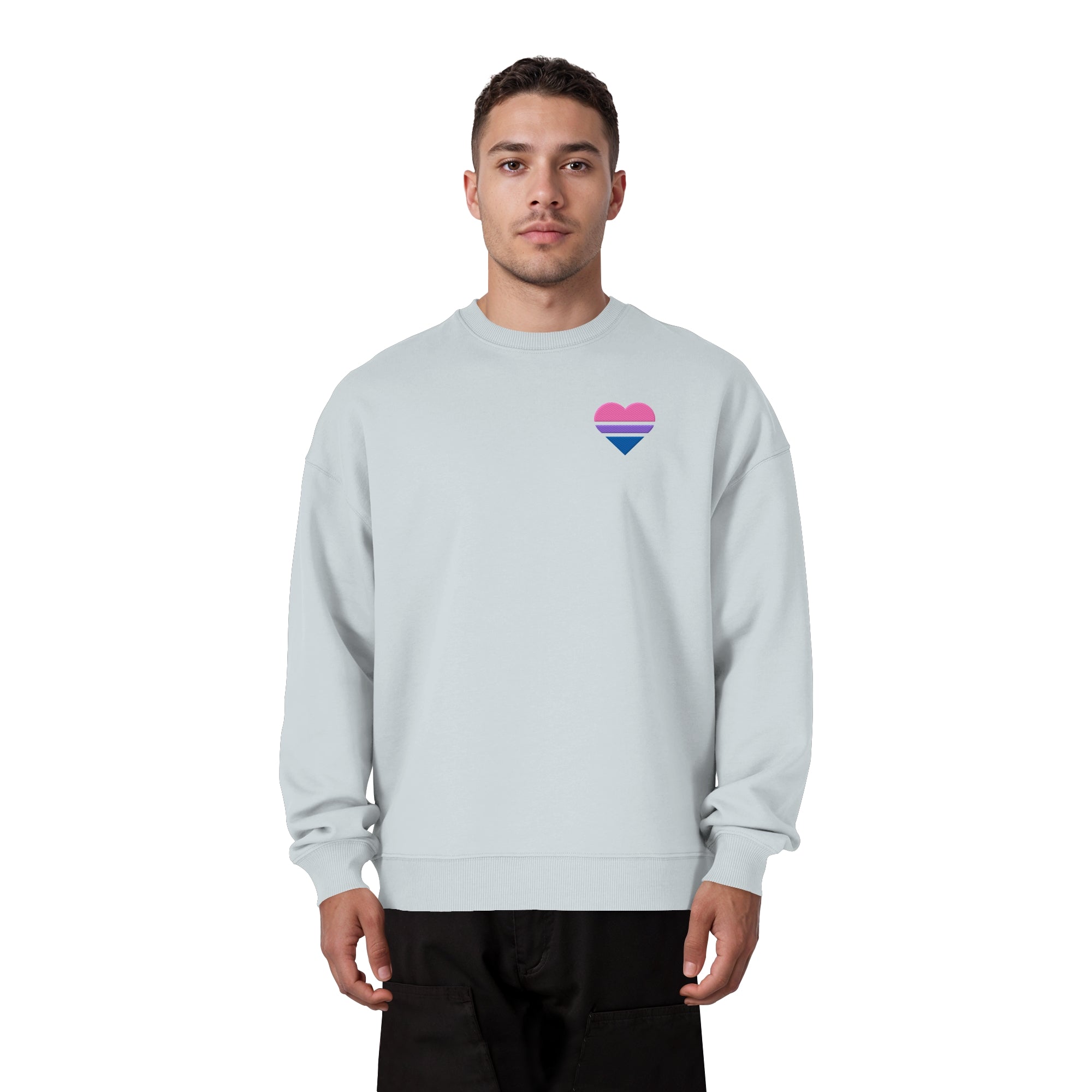 Organic Oversize Sweatshirt - Bisexual Flag Herz Stick