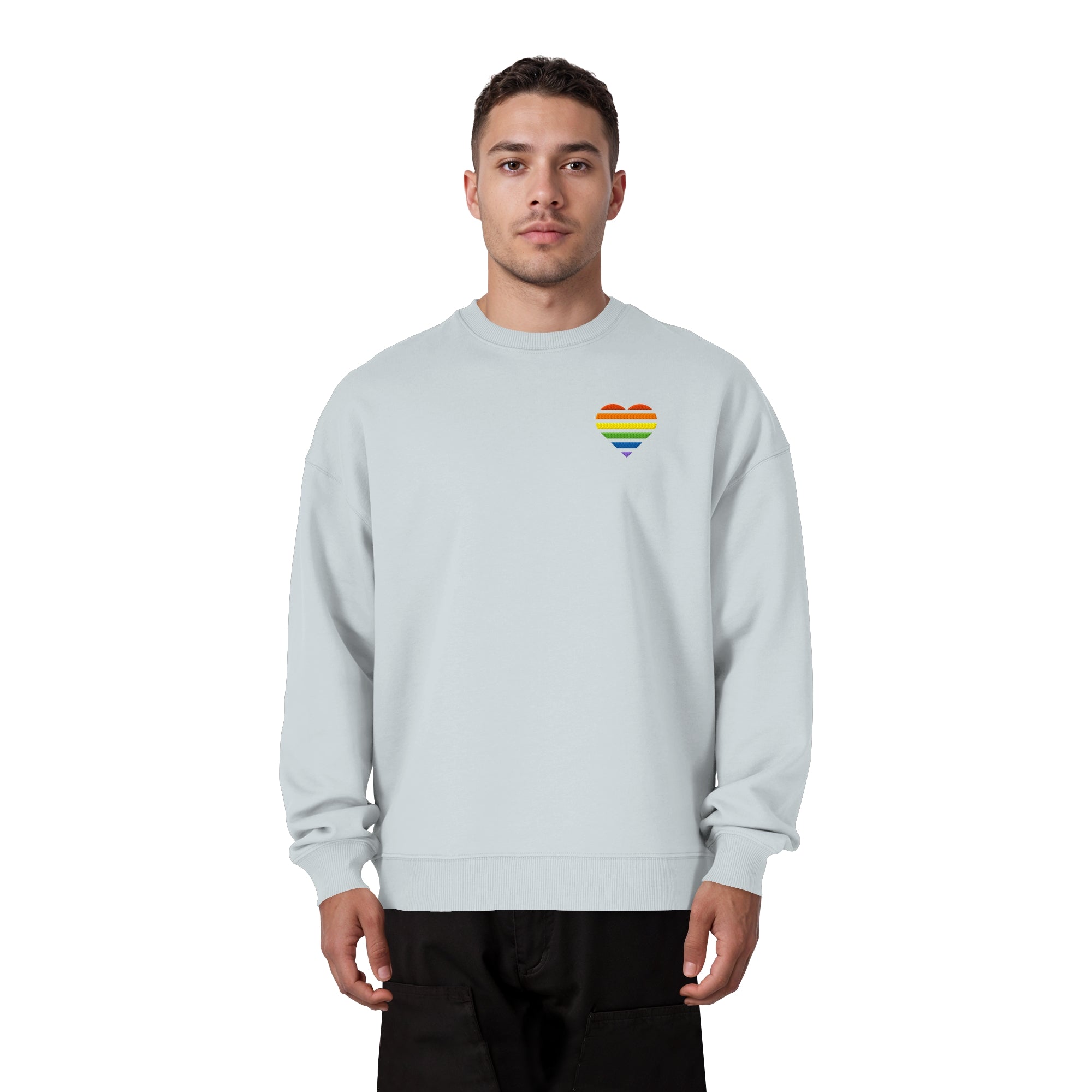 Organic Oversize Sweatshirt - Pride Flag Herz Stick