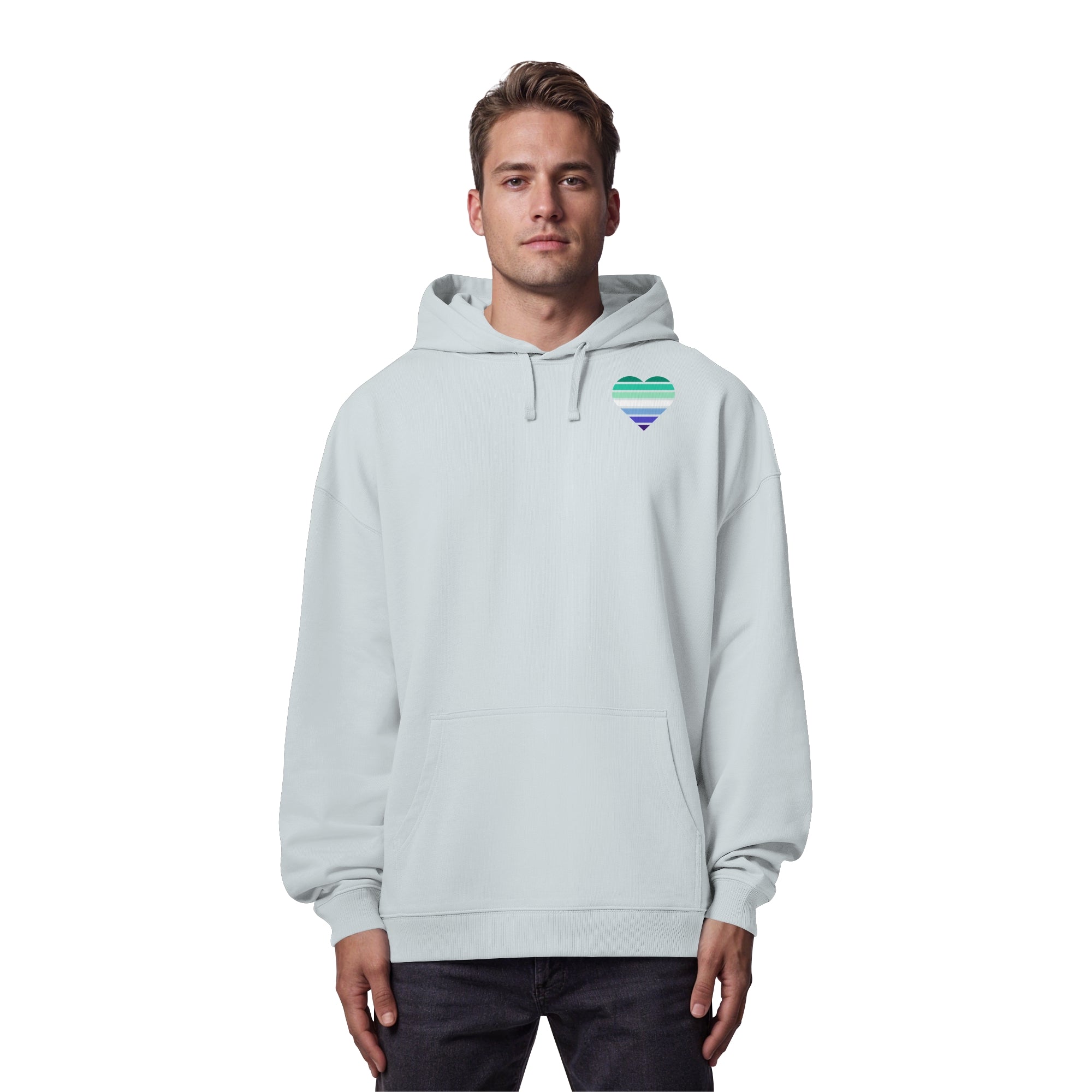 Organic Oversize Hoodie - Gay Flag Herz Print
