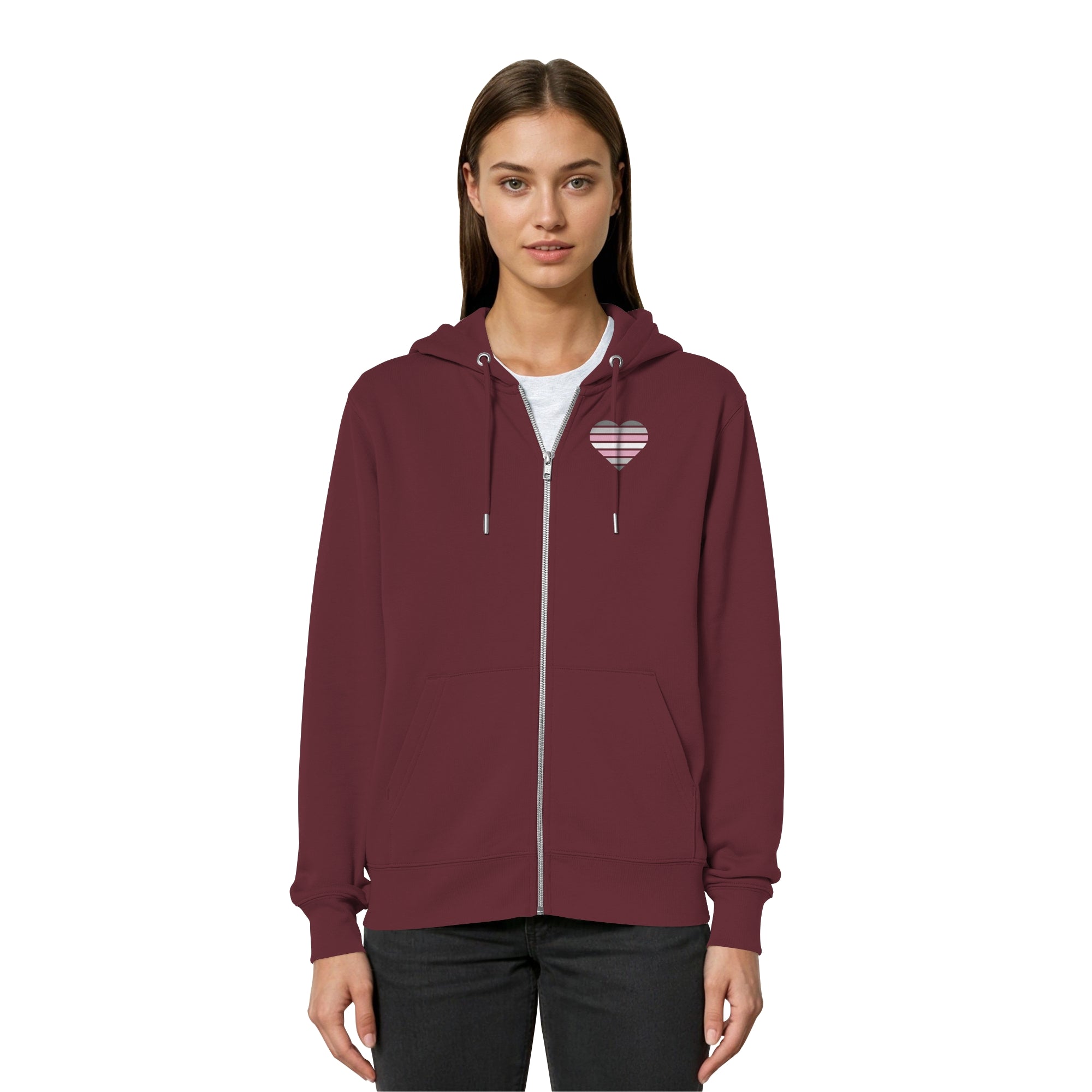 Organic Relaxed Zipper - Demigirl Flag Herz Print