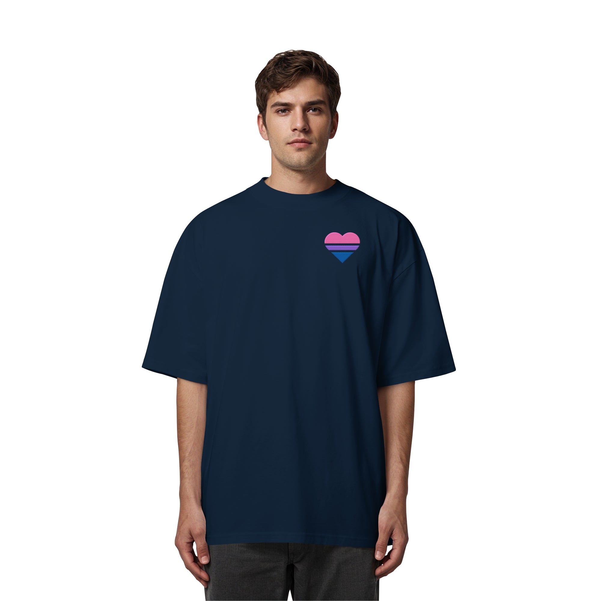 Organic Oversize Shirt - Bisexual Flag Herz Stick