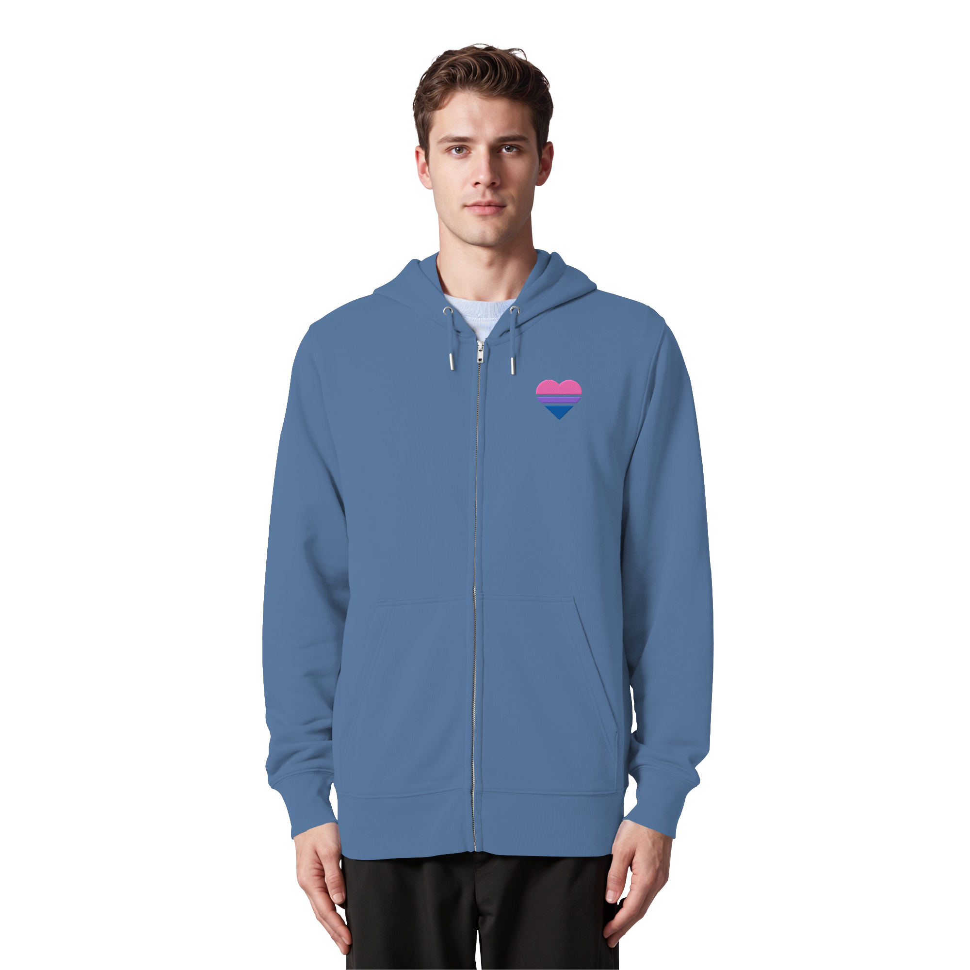 Organic Zipper - Bisexual Flag Herz Stick