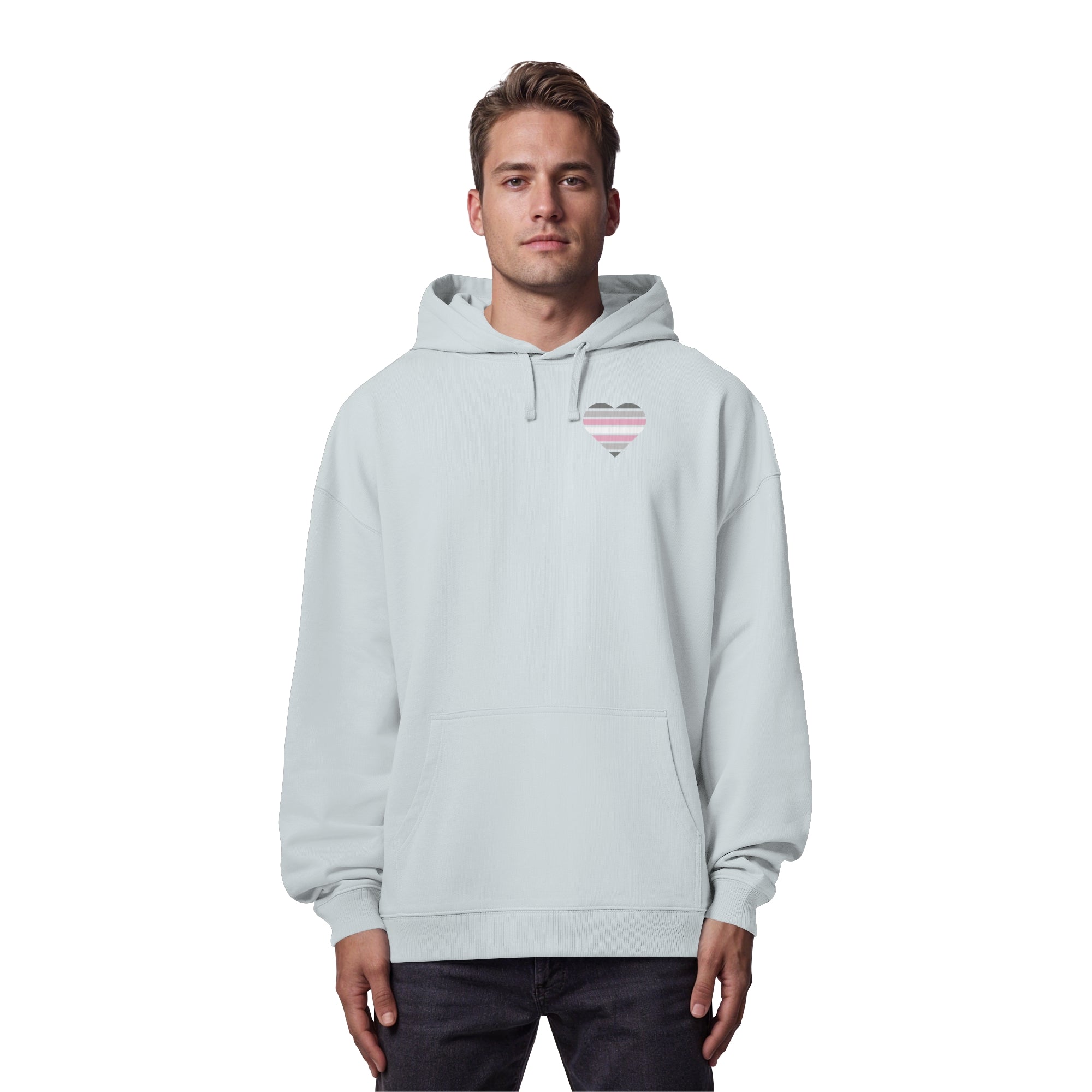 Organic Oversize Hoodie - Demigirl Flag Herz Print