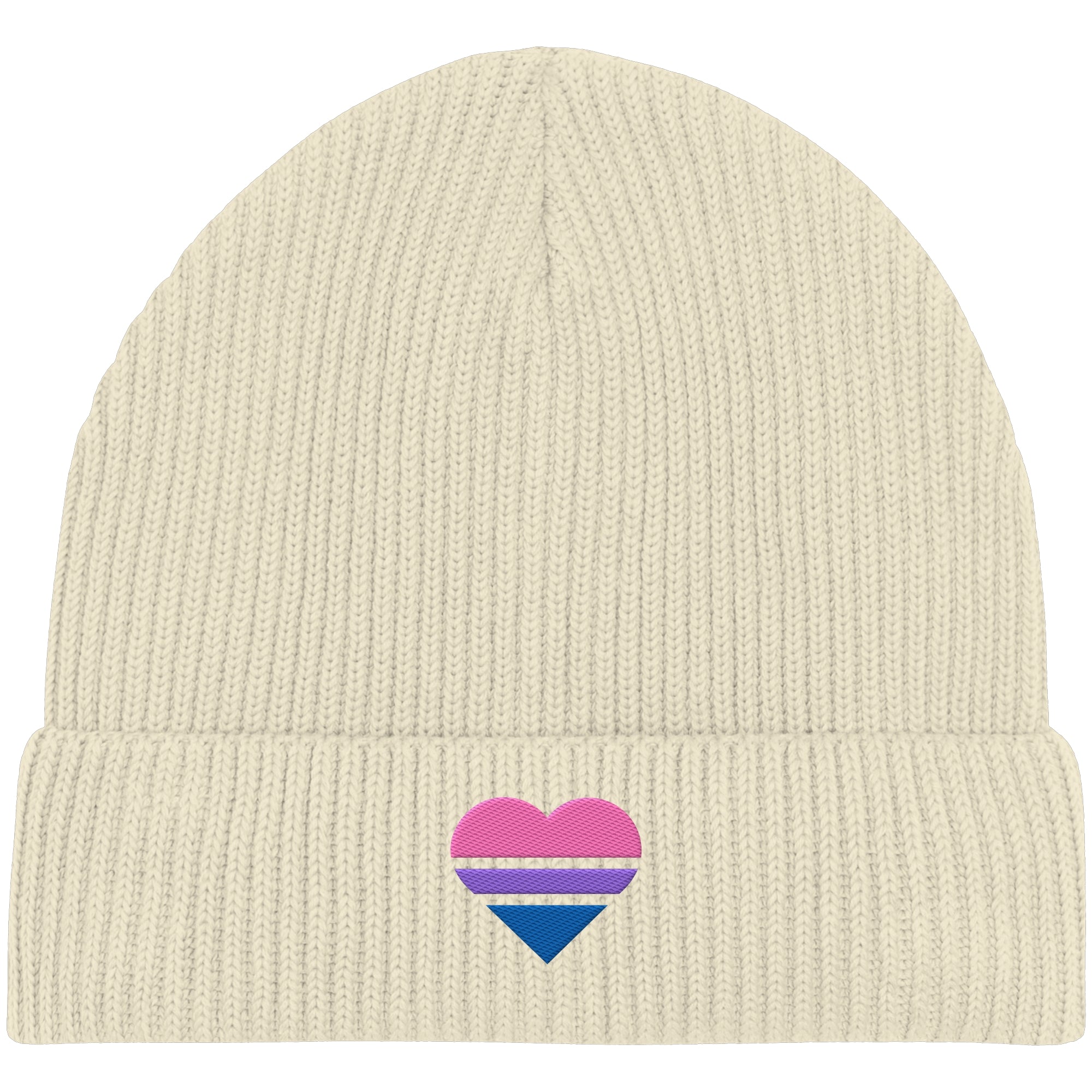 Organic Fisherman Beanie - Bisexual Flag Herz Stick