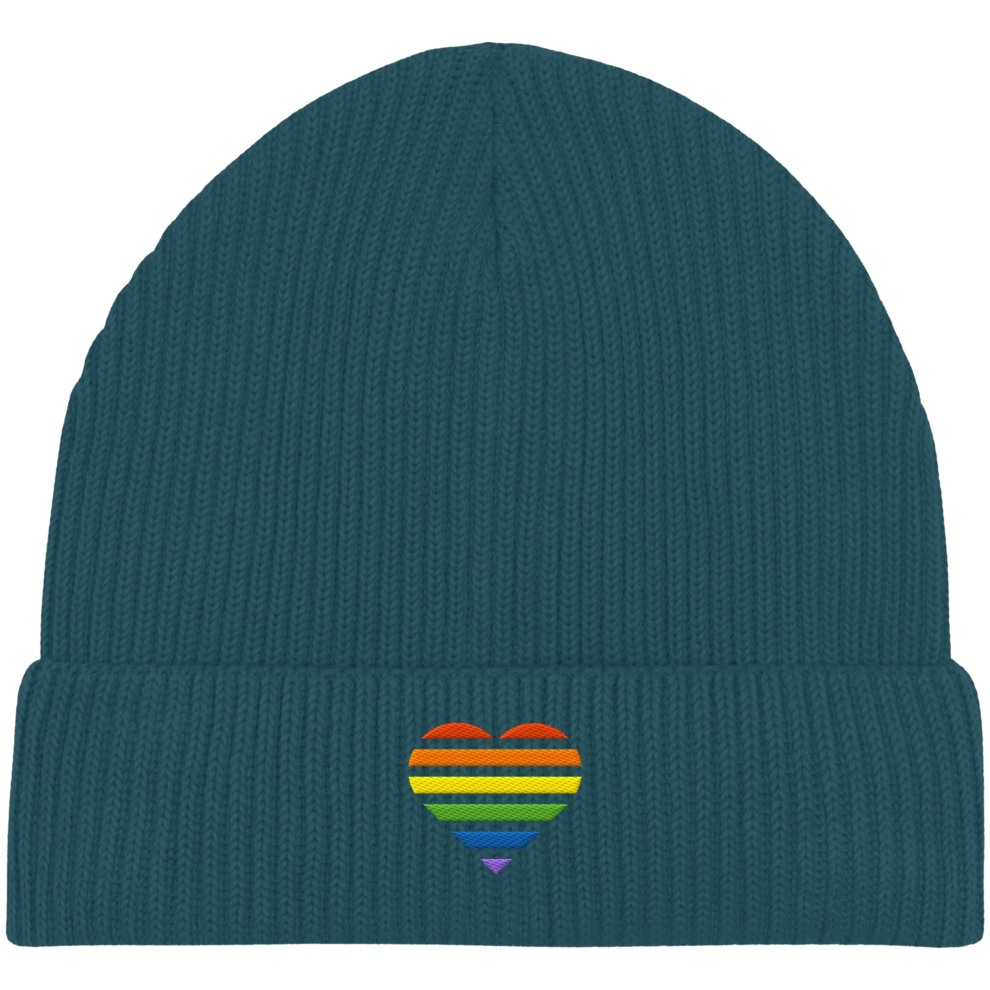 Organic Fisherman Beanie - Pride Flag Herz Stick