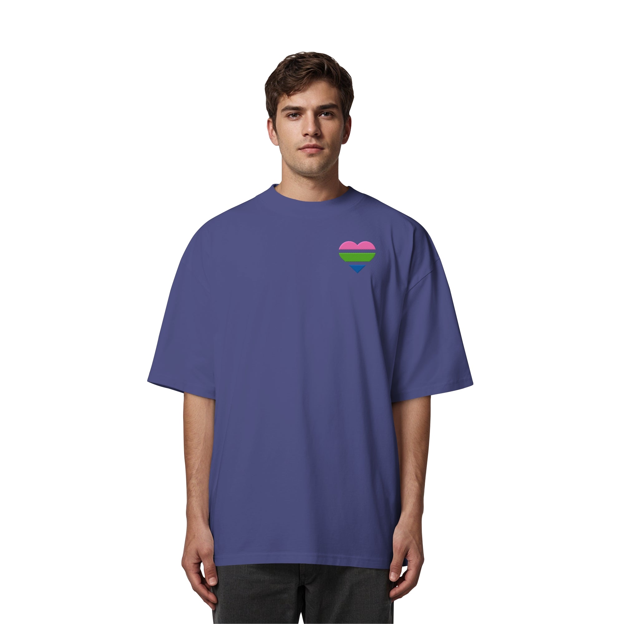 Organic Oversize Shirt - Polysexual Flag Herz Stick