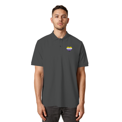Organic Poloshirt mit Herz Stick - Nonbinary