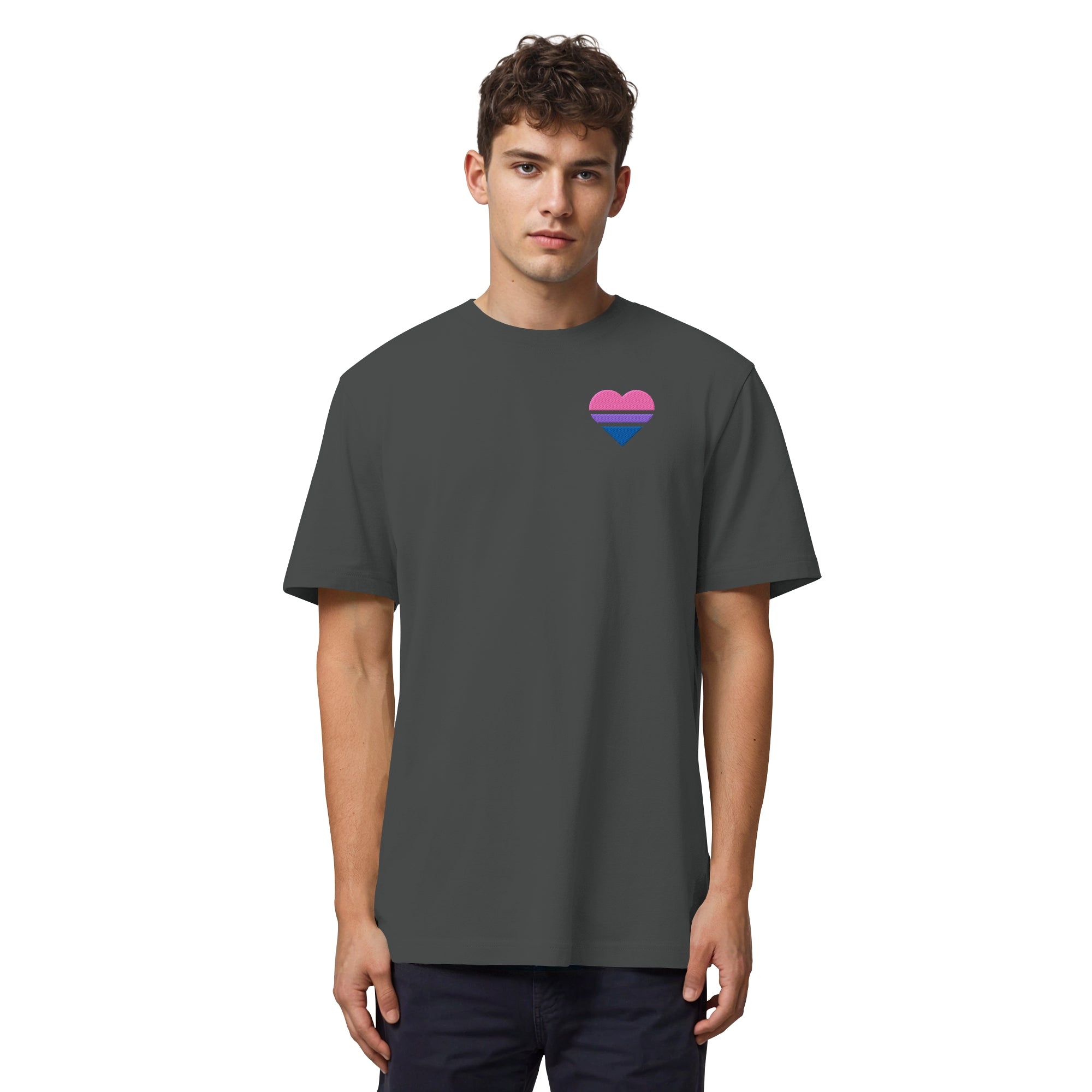 Organic Heavy Shirt - Bisexual Flag Herz Stick