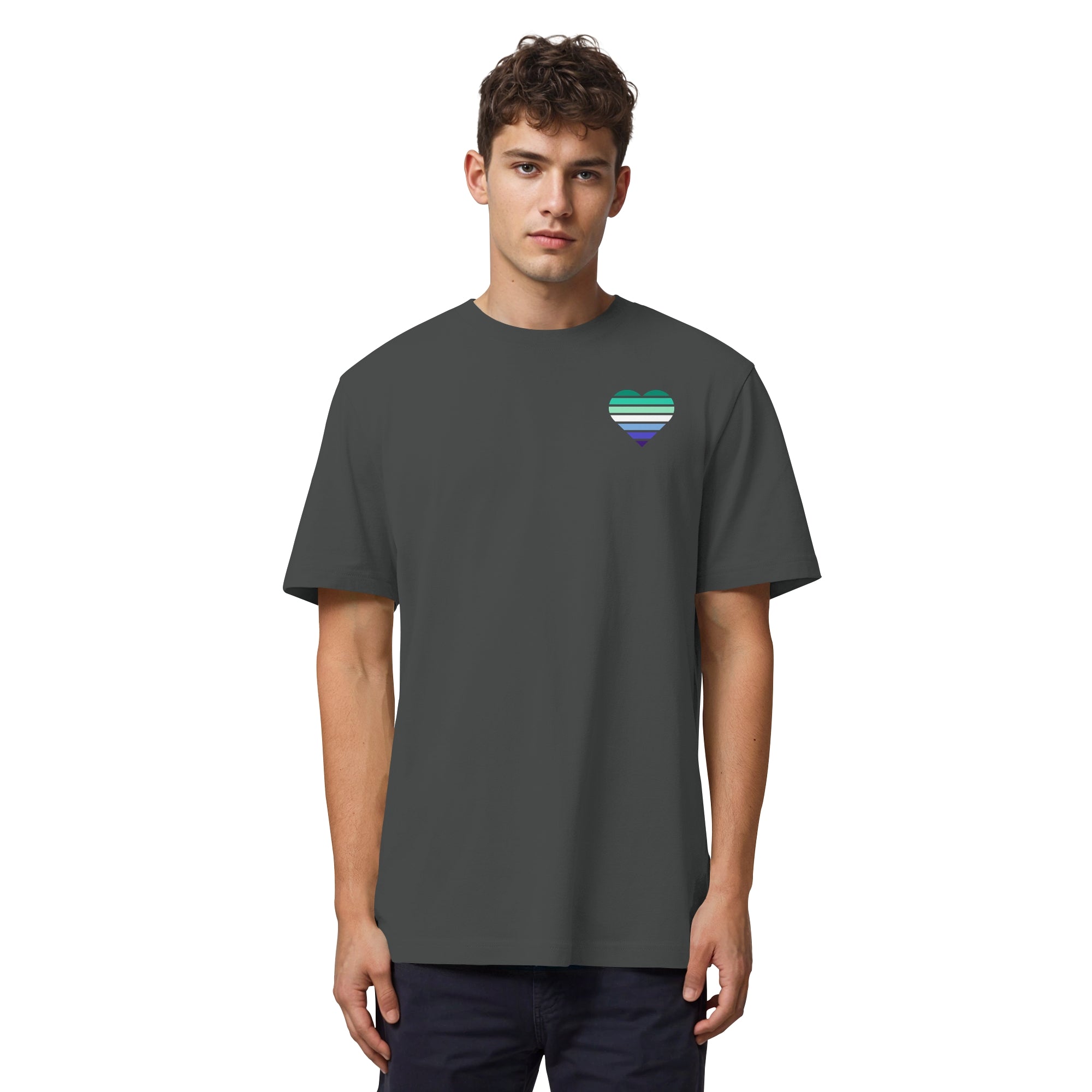 Organic Heavy Shirt - Gay Flag Herz Print