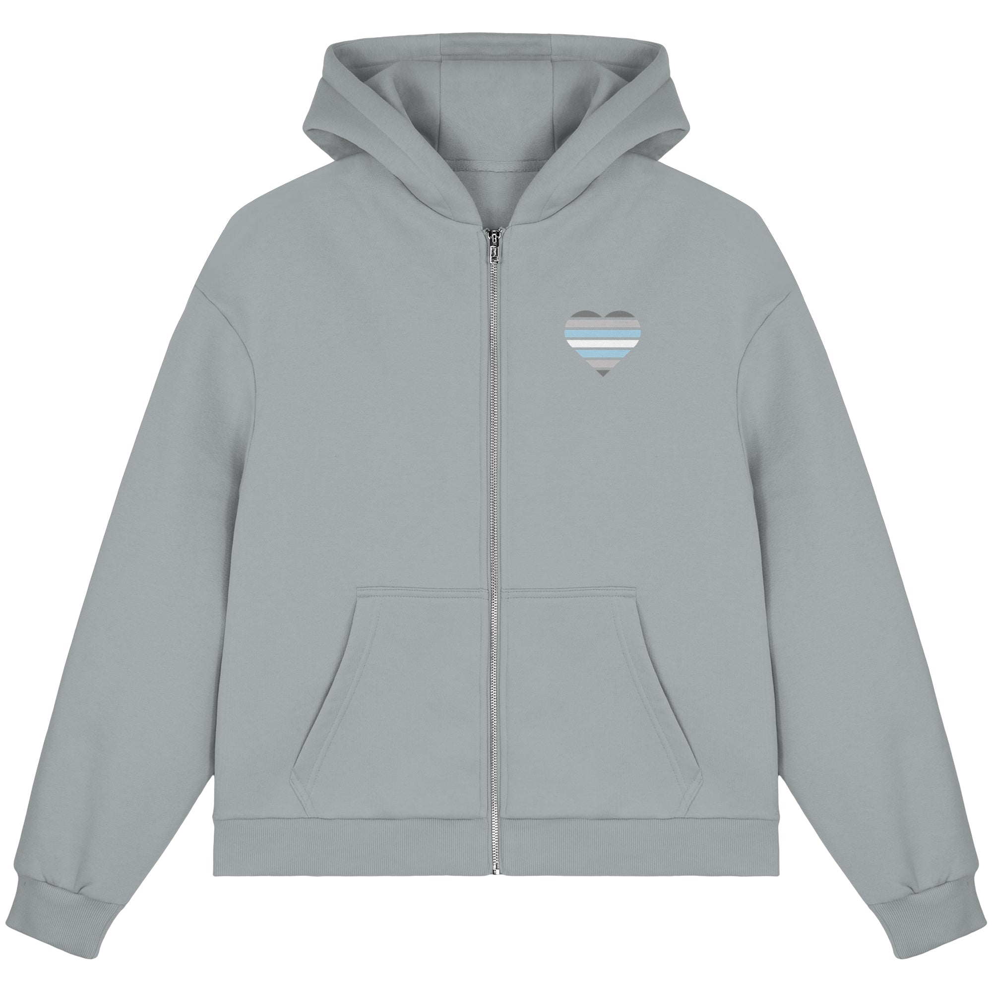 Fluffy Boxcut Zipper - Demiboy Flag Herz Print
