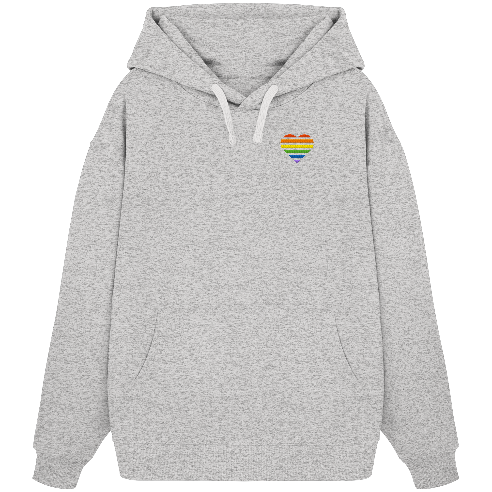 Organic Oversize Hoodie - Pride Flag Herz Stick