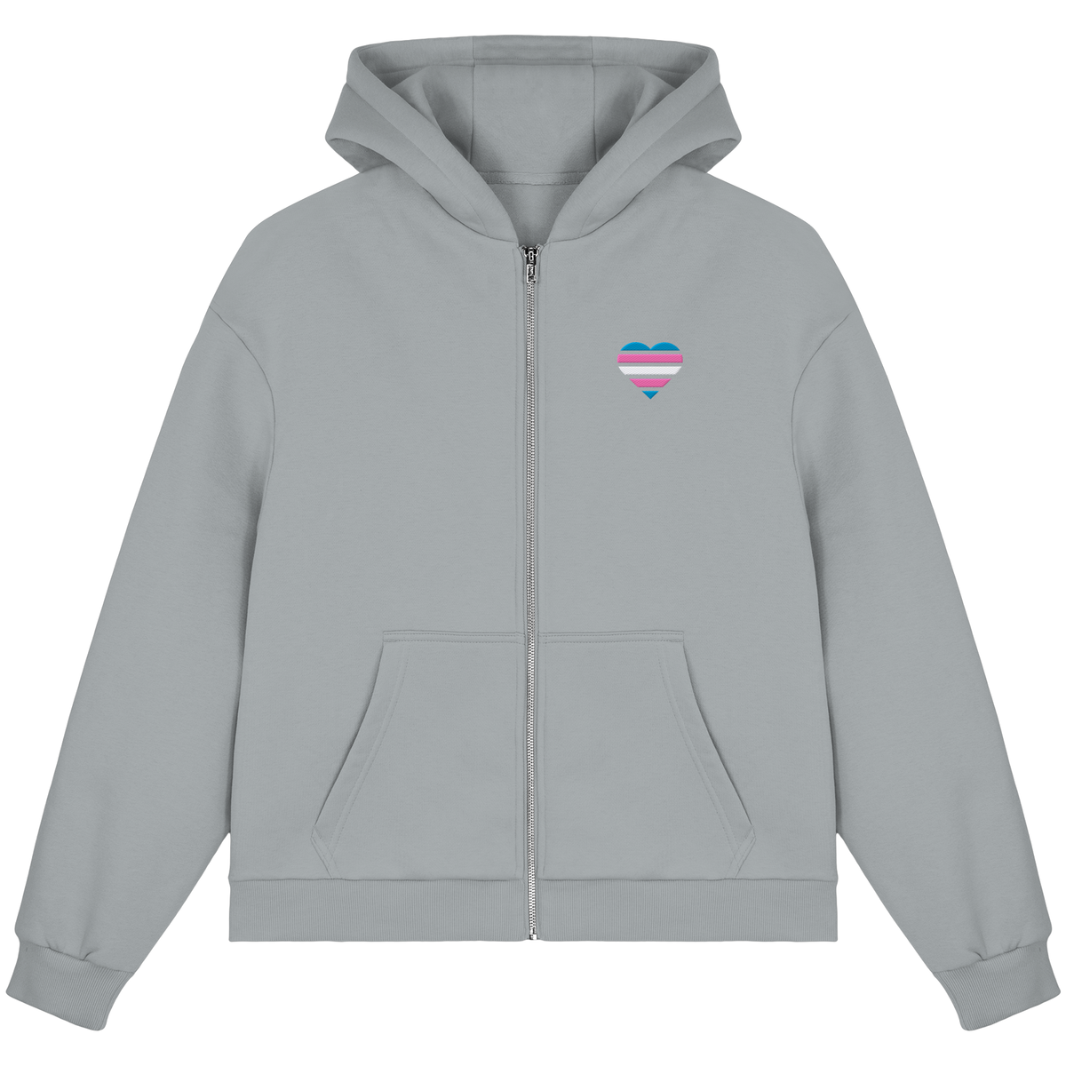 Fluffy Boxcut Zipper mit Herz Stick - Trans
