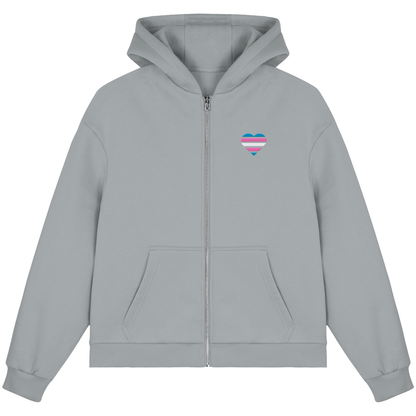 Fluffy Boxcut Zipper mit Herz Stick - Trans