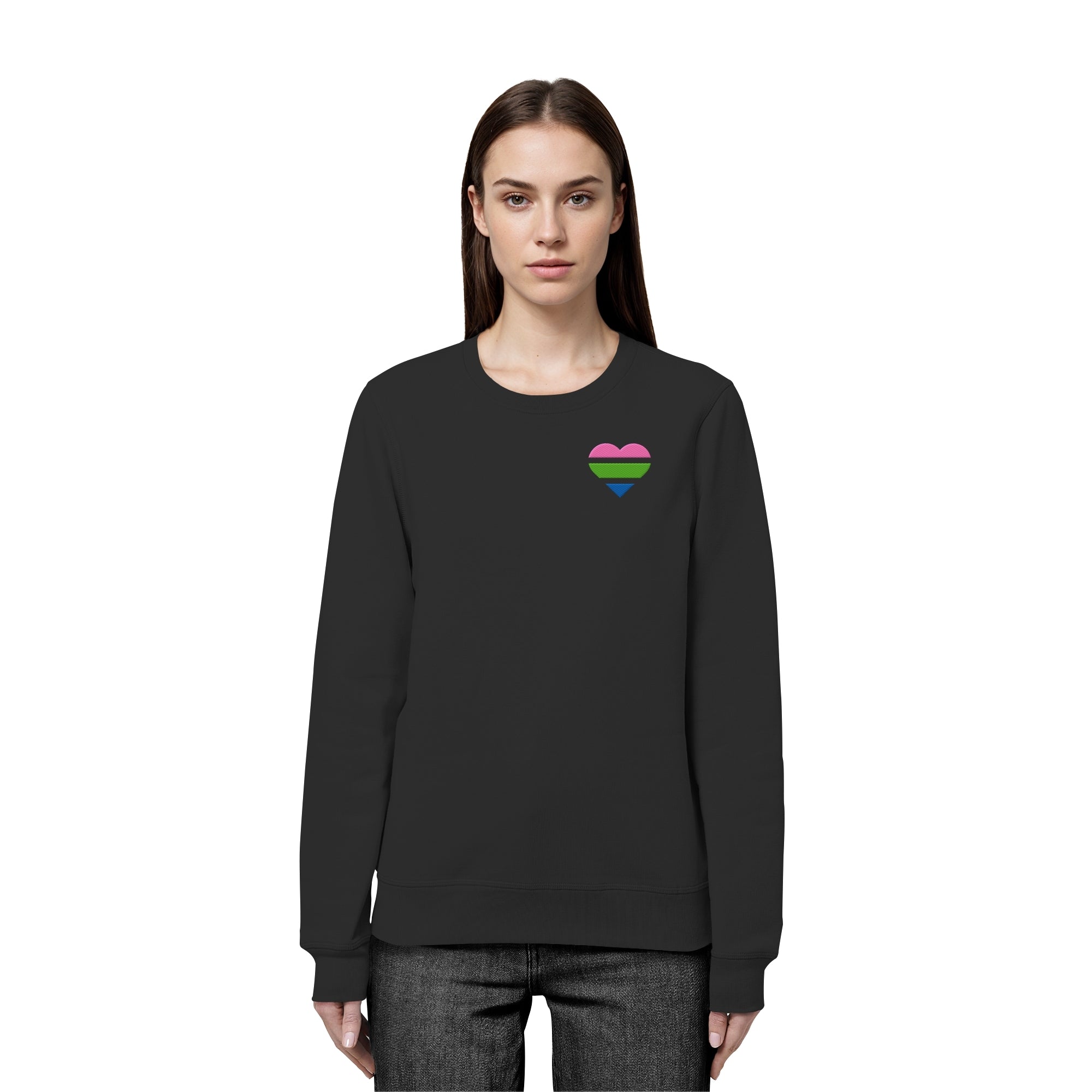 Organic Basic Sweatshirt - Polysexual Flag Herz Stick