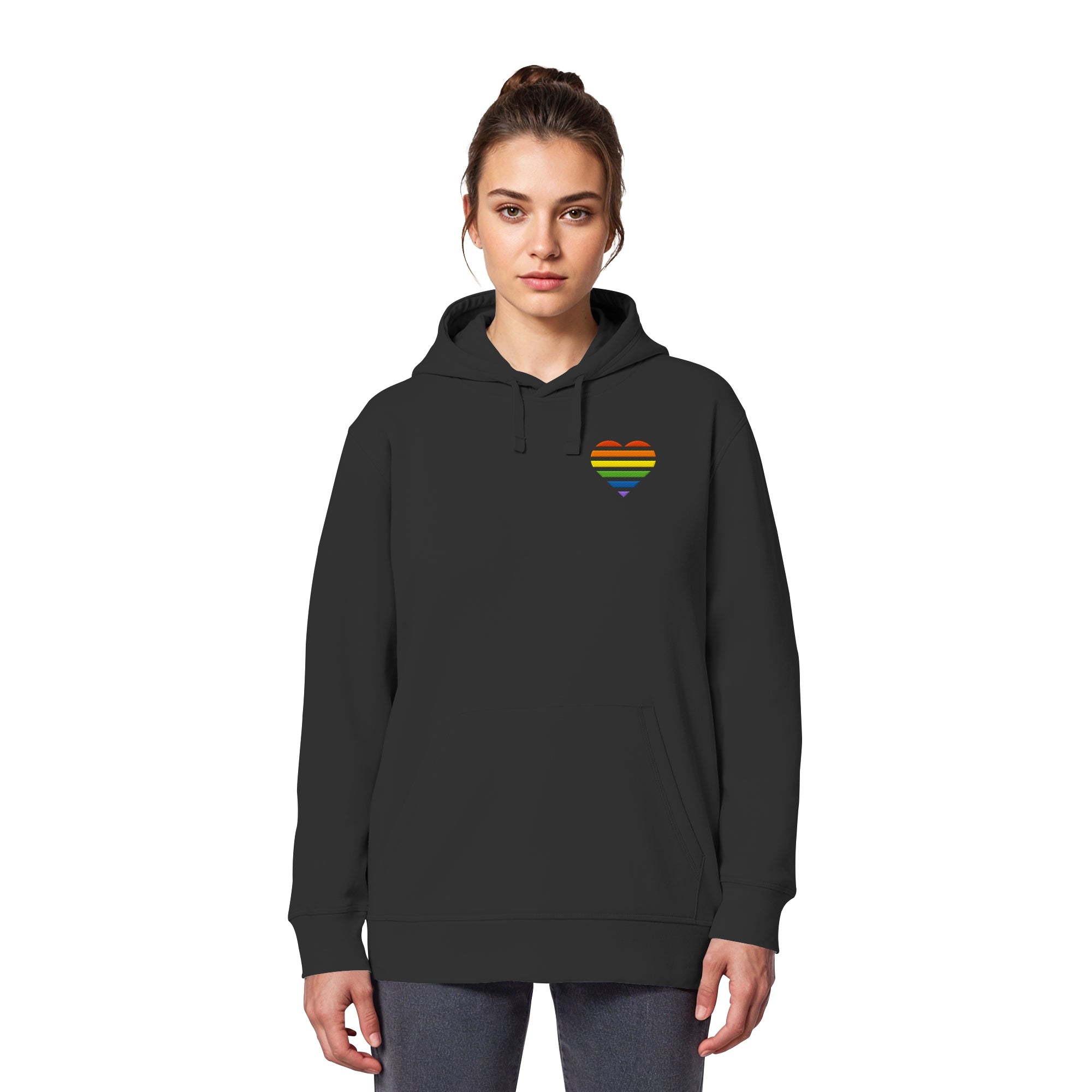 Organic Basic Hoodie - Pride Flag Herz Stick