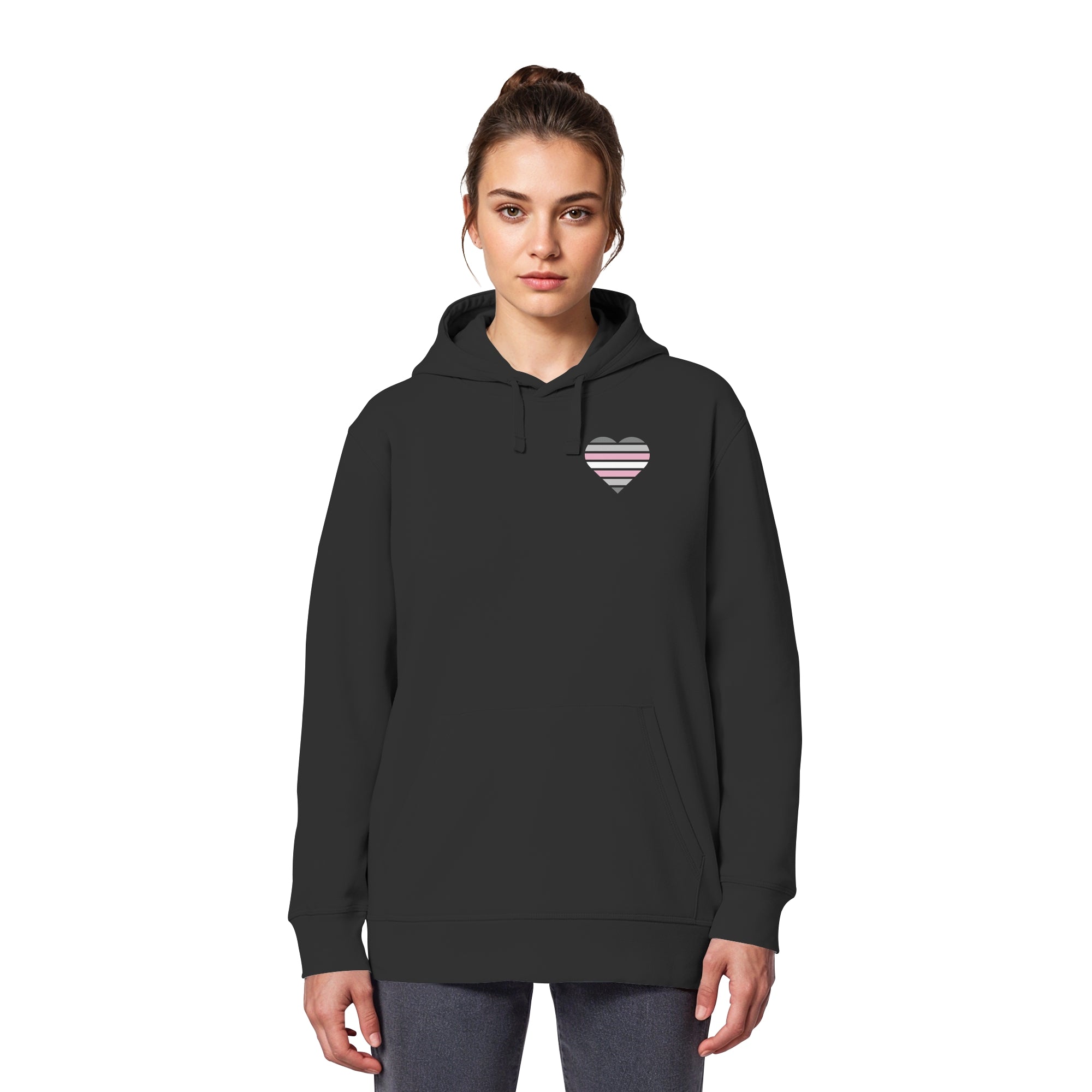 Organic Basic Hoodie - Demigirl Flag Herz Print