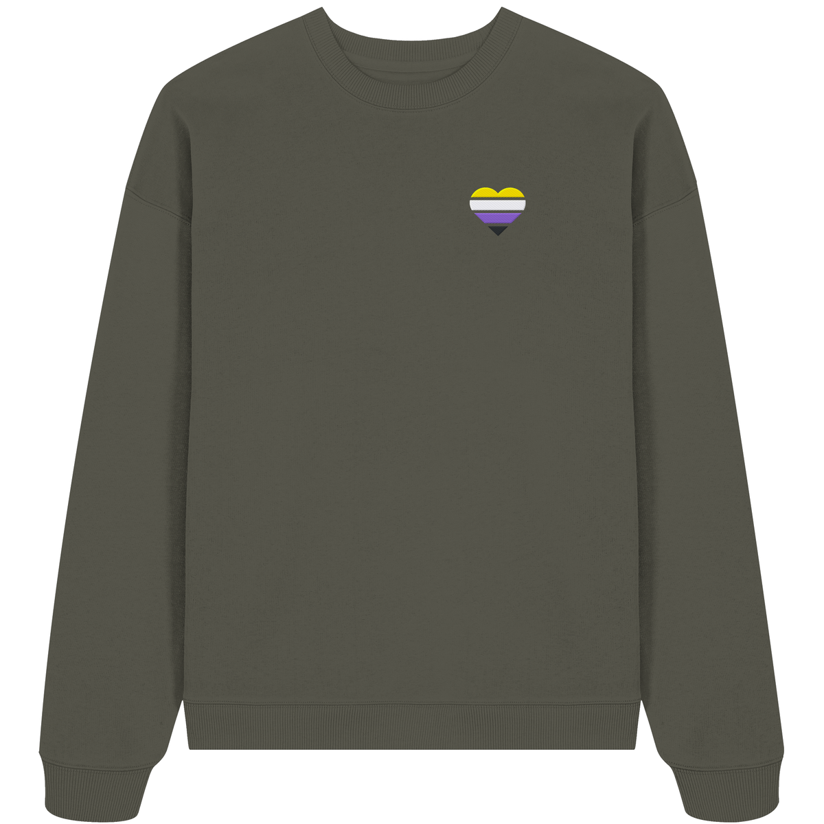 Organic Oversize Sweatshirt mit Herz Stick - Nonbinary