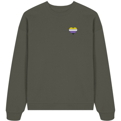 Organic Oversize Sweatshirt mit Herz Stick - Nonbinary