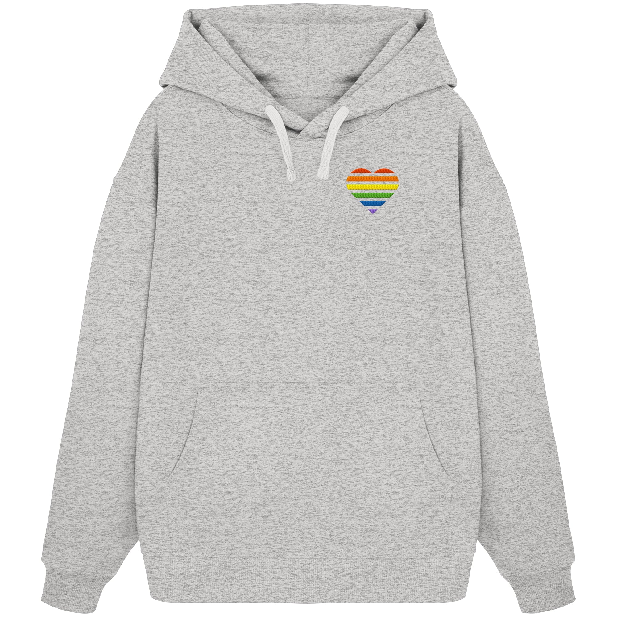 Organic Oversize Hoodie - Pride Flag Herz Stick