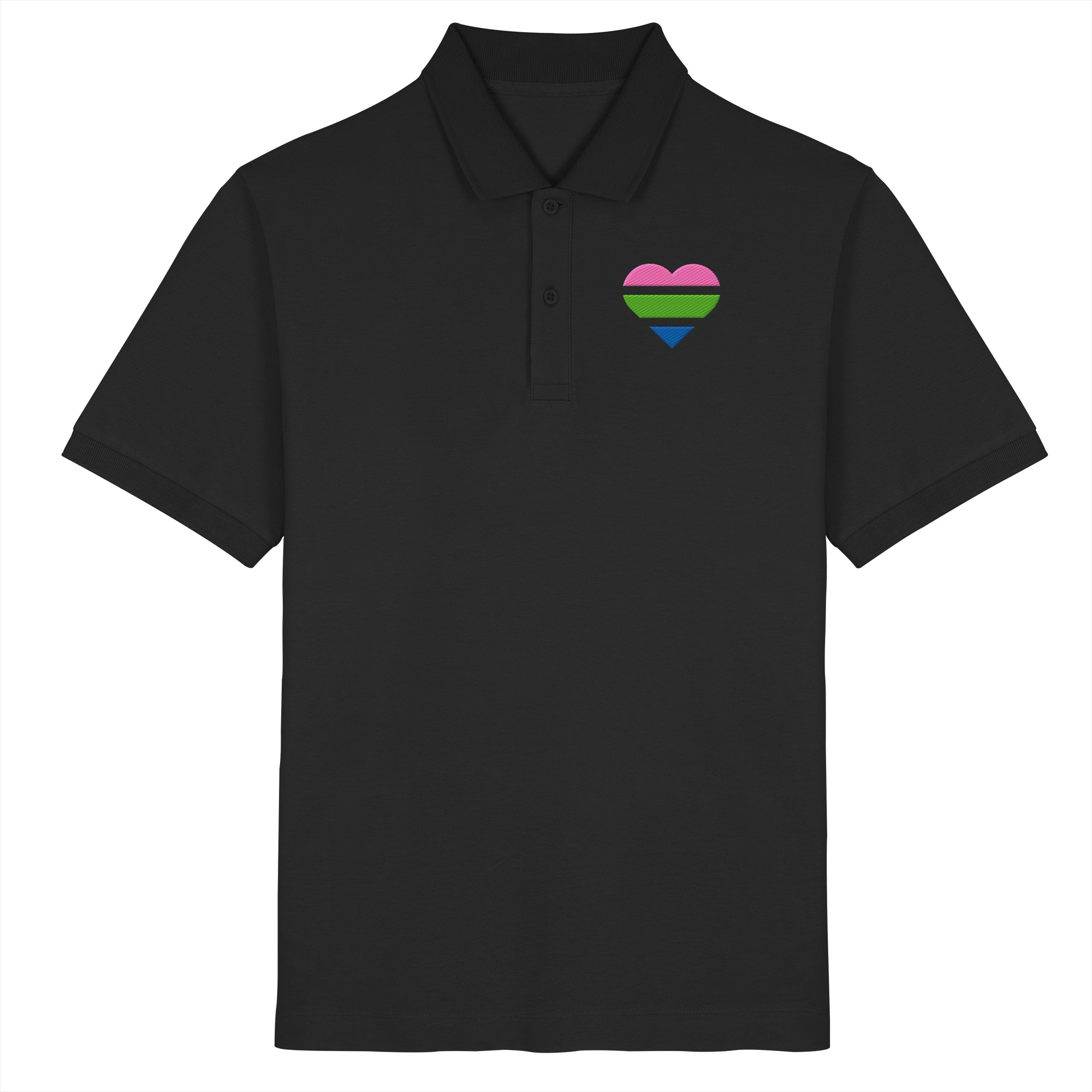 Organic Poloshirt - Polysexual Flag Herz Stick
