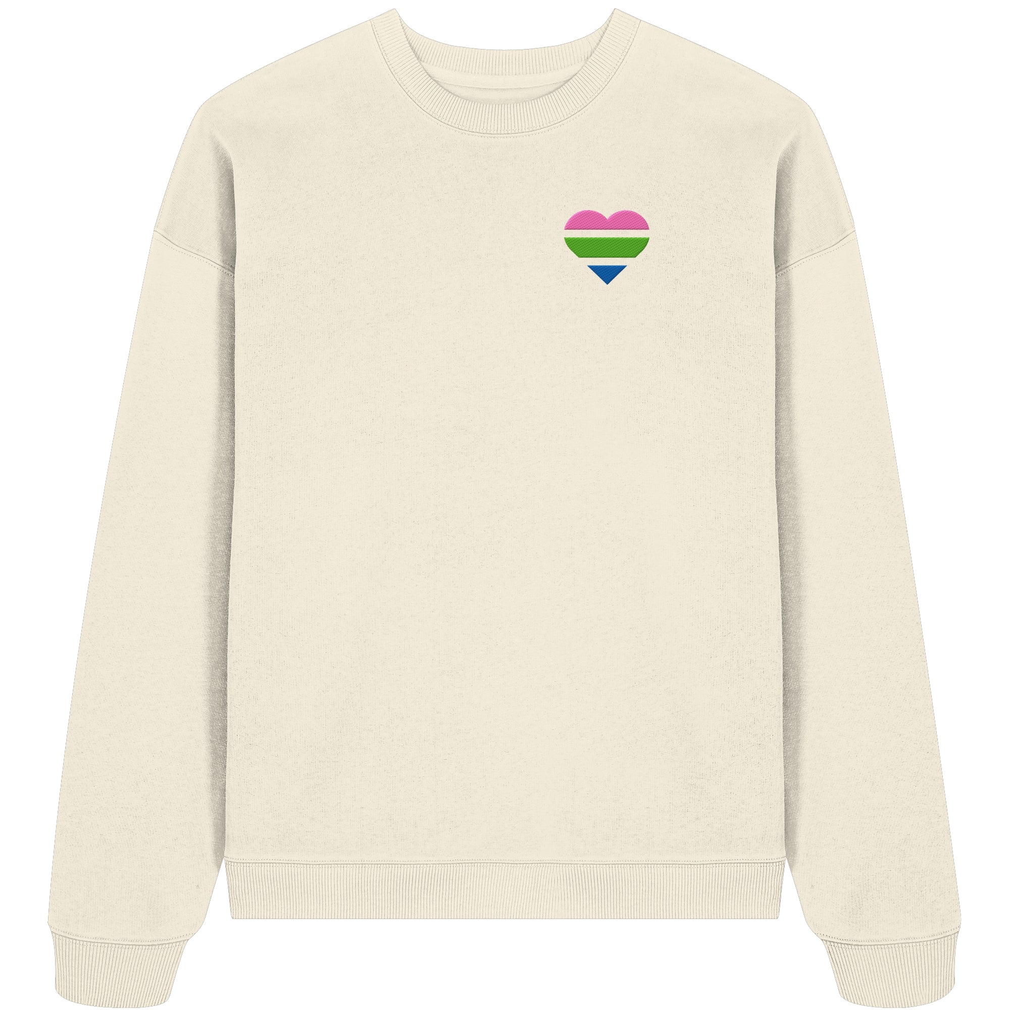 Organic Oversize Sweatshirt - Polysexual Flag Herz Stick