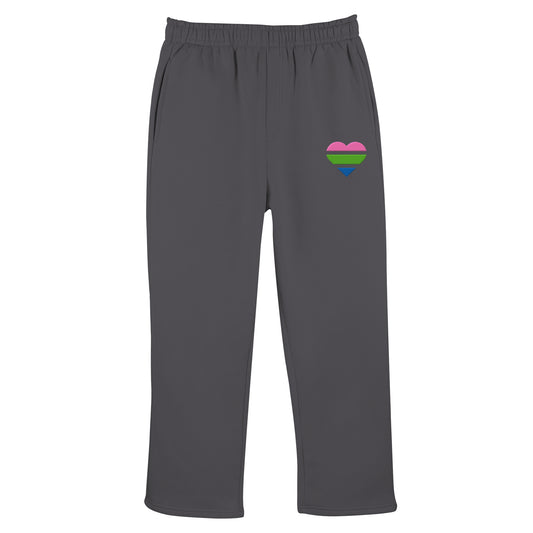 Fluffy Track Sweatpants - Polysexual Flag Herz Stick