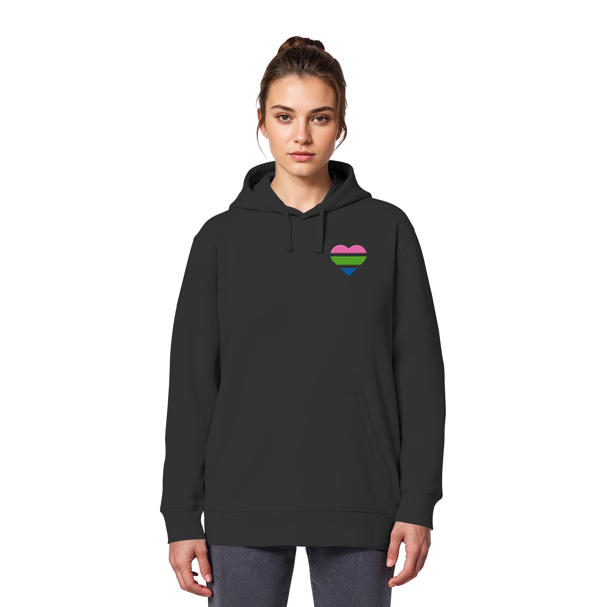 Organic Basic Hoodie - Polysexual Flag Herz Stick