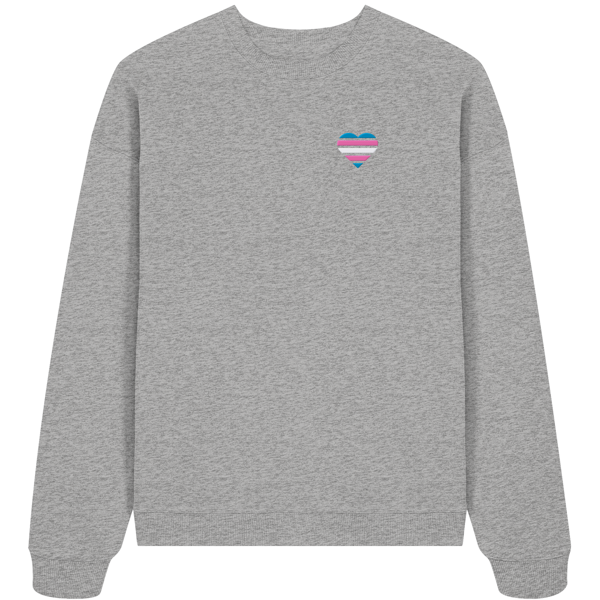 Organic Oversize Sweatshirt mit Herz Stick - Trans