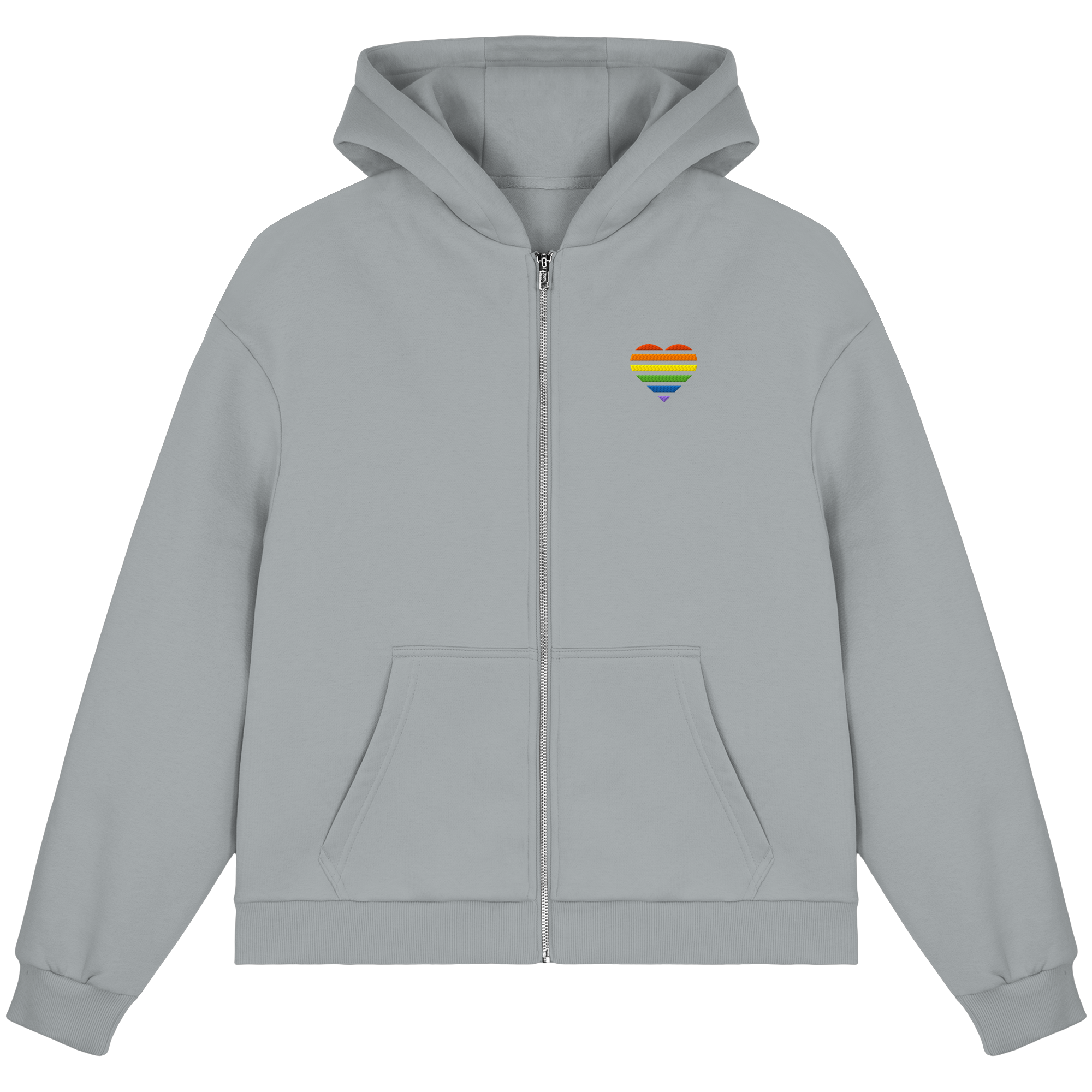 Fluffy Boxcut Zipper - Pride Flag Herz Stick