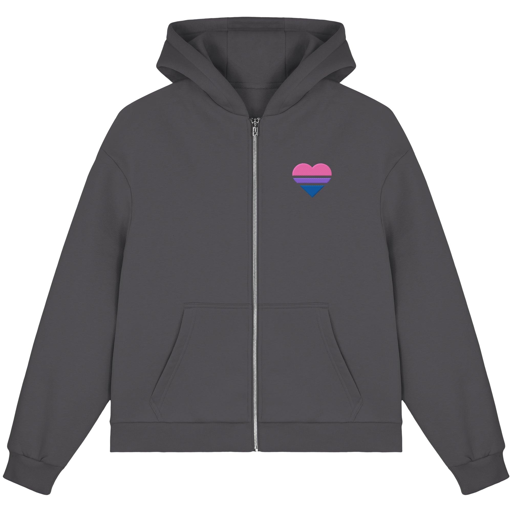 Fluffy Boxcut Zipper - Bisexual Flag Herz Stick
